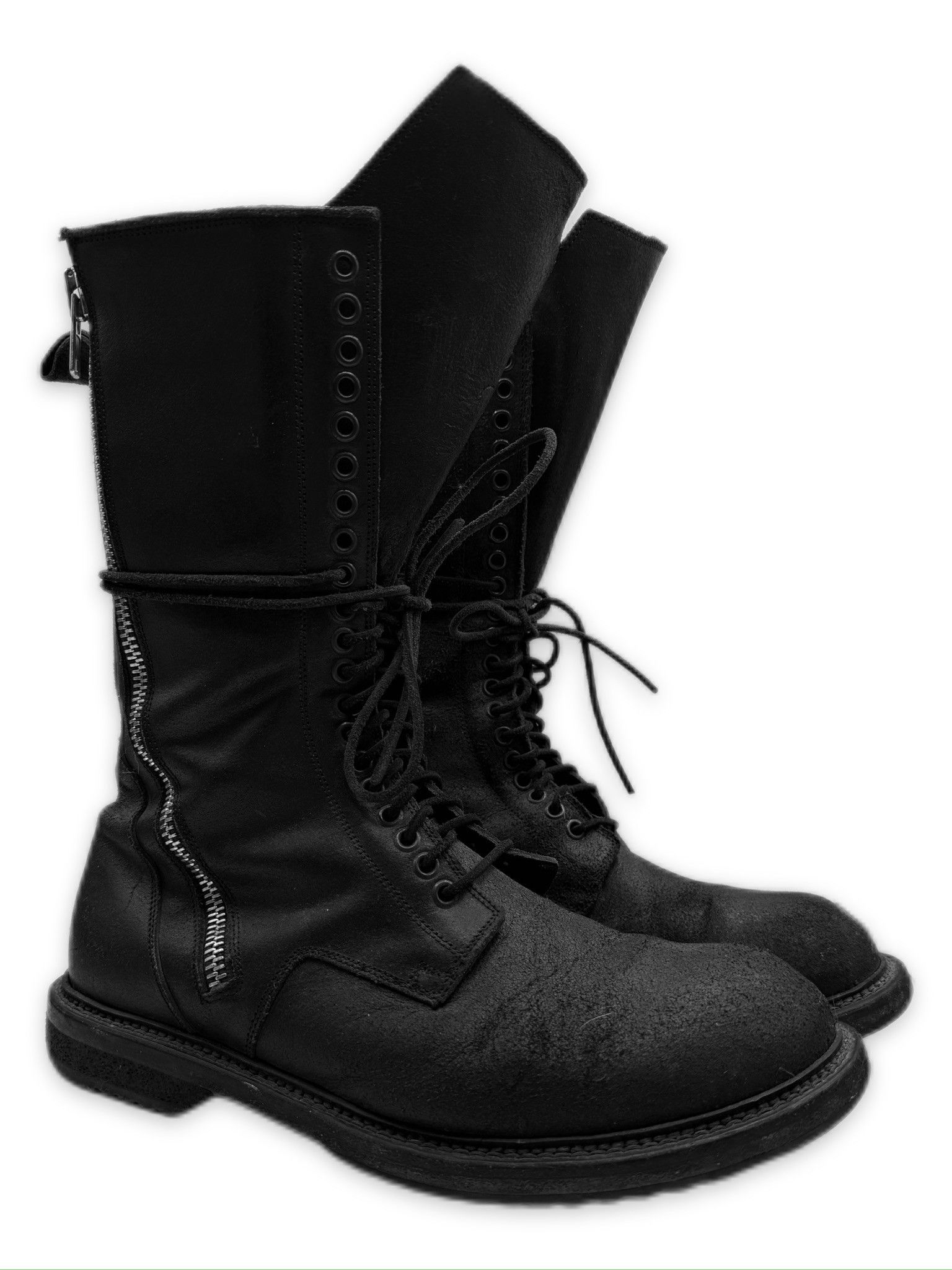 Rick Owens SS14 Rick Owens ‘Vicious’ Blistered Suede Double Zip Boots Size US 10 / EU 43 - 1 Thumbnail