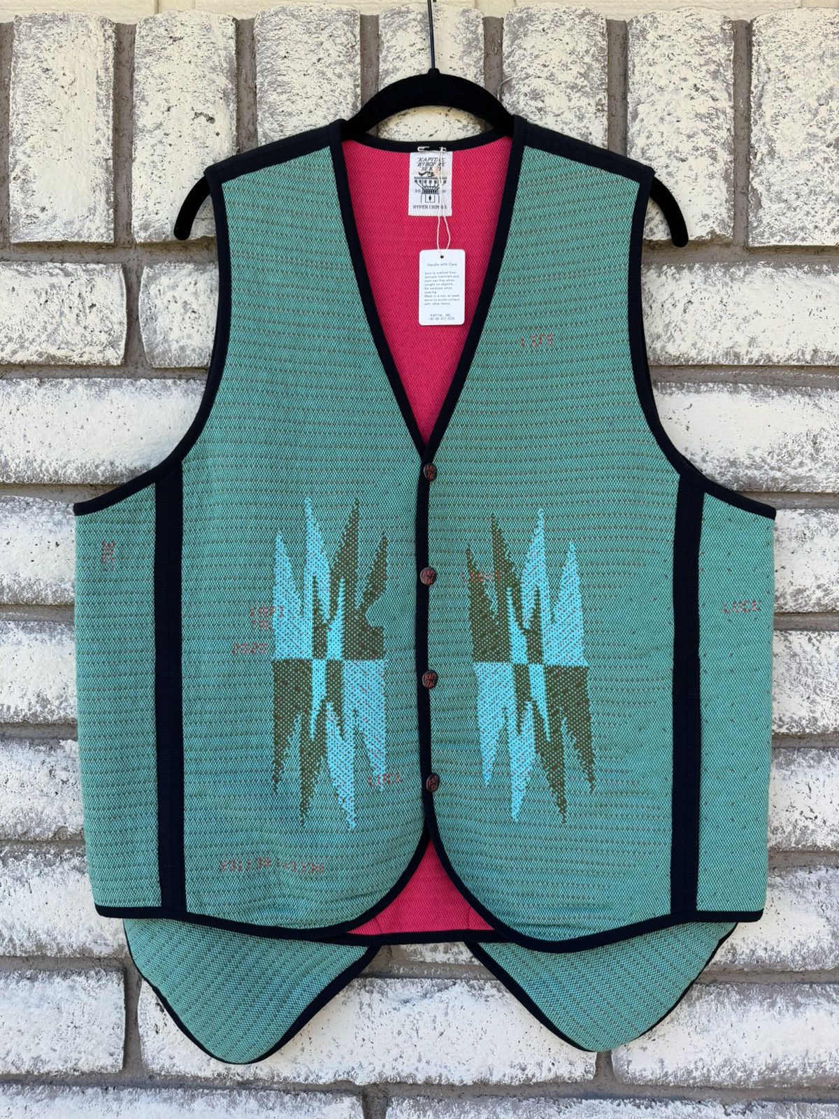 image of Byborre x Kapital 3D-Knit Hyper Chimayo Vest - Turquoise Ortega, Men's (Size Large)