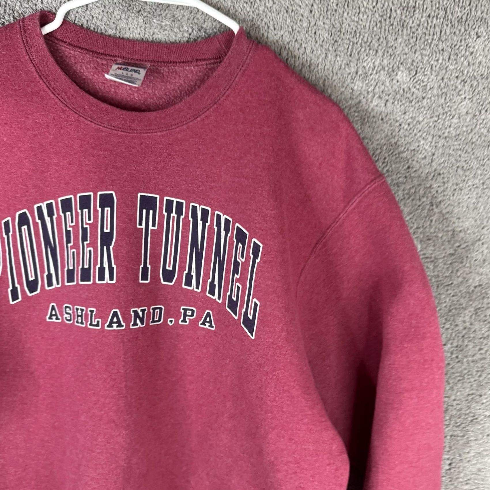 Jerzees Pioneer Tunnel Sweatshirt Mens Large Red Ashland PA Jerzees NuBlend Crew Neck Fleece Pullover Graphic Print Size US L / EU 52-54 / 3 - 4 Thumbnail