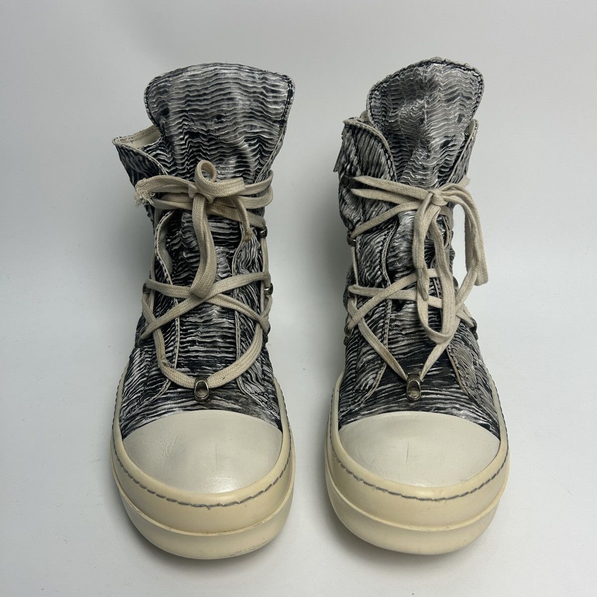 image of Rick Owens Ramones Hexagram Zebra Shoes in Black, Men's (Size 9)