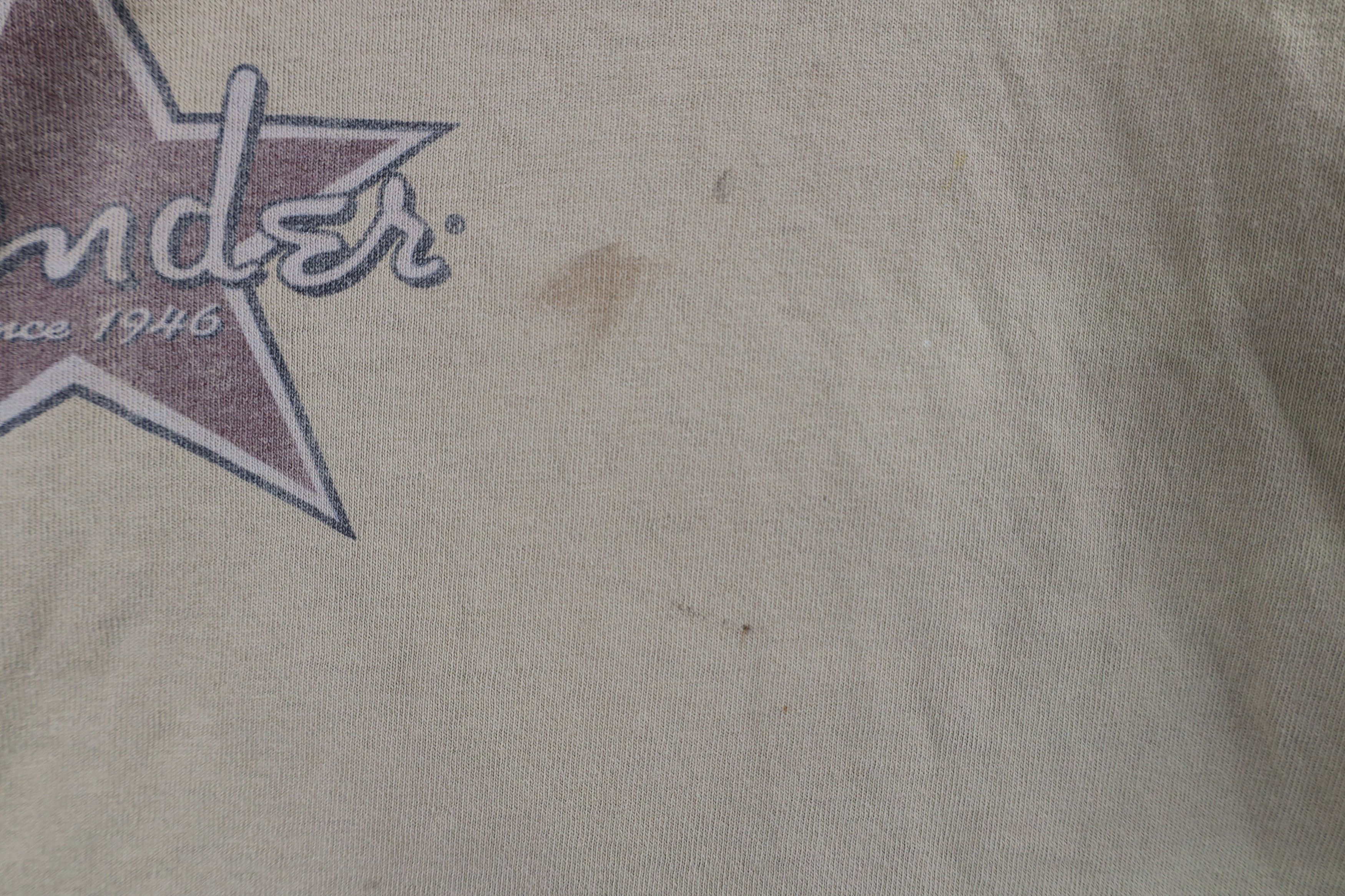 Vintage Vintage 90s Fender Guitar Out Band T-Shirt Beige Cotton USA Size US XL / EU 56 / 4 - 5 Thumbnail