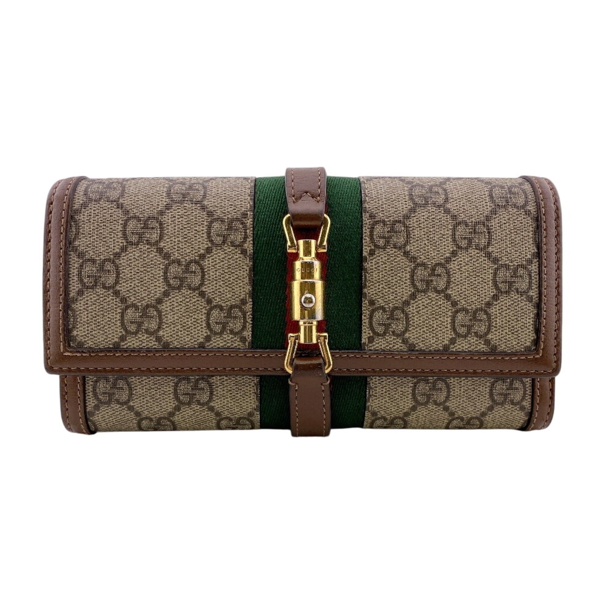 Gucci GUCCI 652681 Jackie GG Supreme Long Wallet, Card Holder, Coin Purse, Brown Size ONE SIZE - 1 Thumbnail