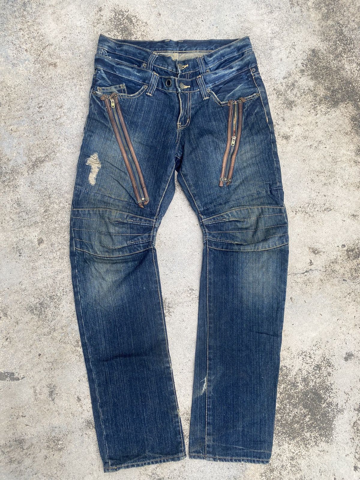 If Six Was Nine × Japanese Brand × PPFM PPFM Double Waist Zipper Clawmark Denim Jeans Size US 31 - 1 Thumbnail