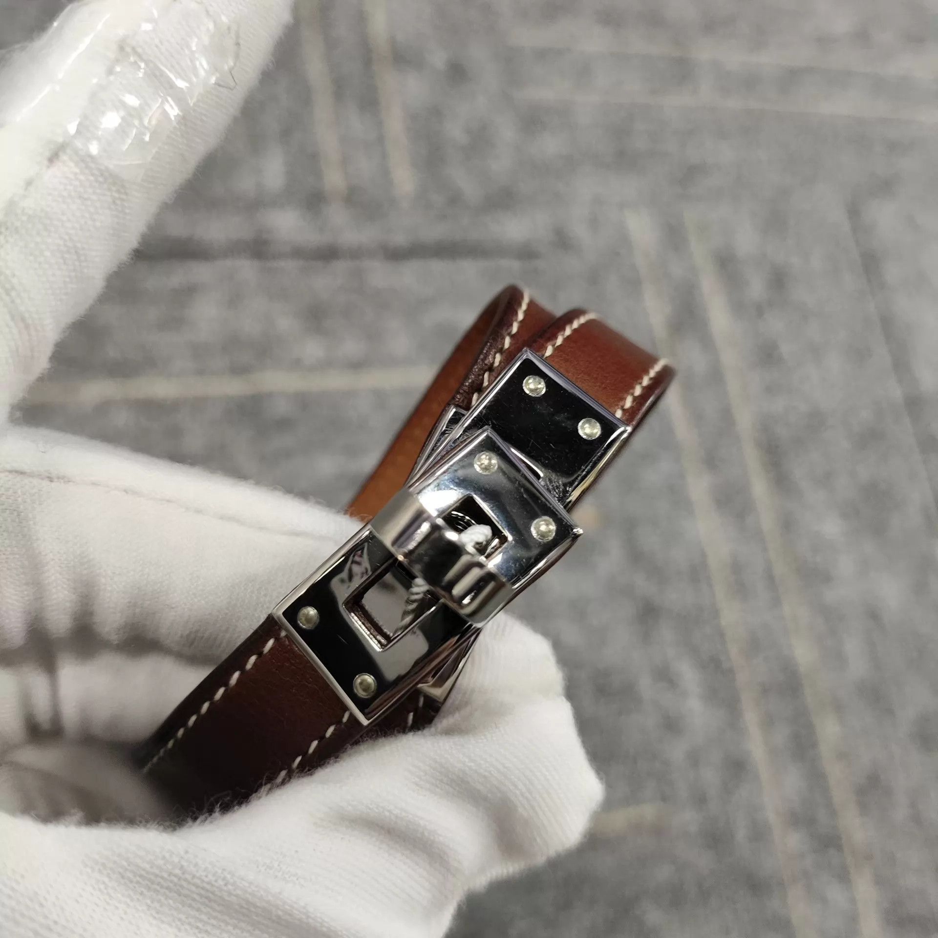 Hermes Hermès Calfskin Double Loop Brown Bracelet Size ONE SIZE - 4 Thumbnail