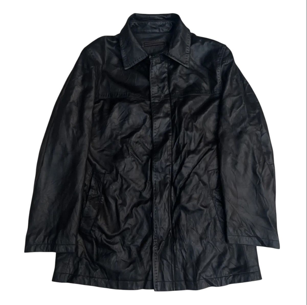 Balmain Archival BALMAIN PARIS Lambskin Leather Car Coat Jacket Size US L / EU 52-54 / 3 - 1 Thumbnail