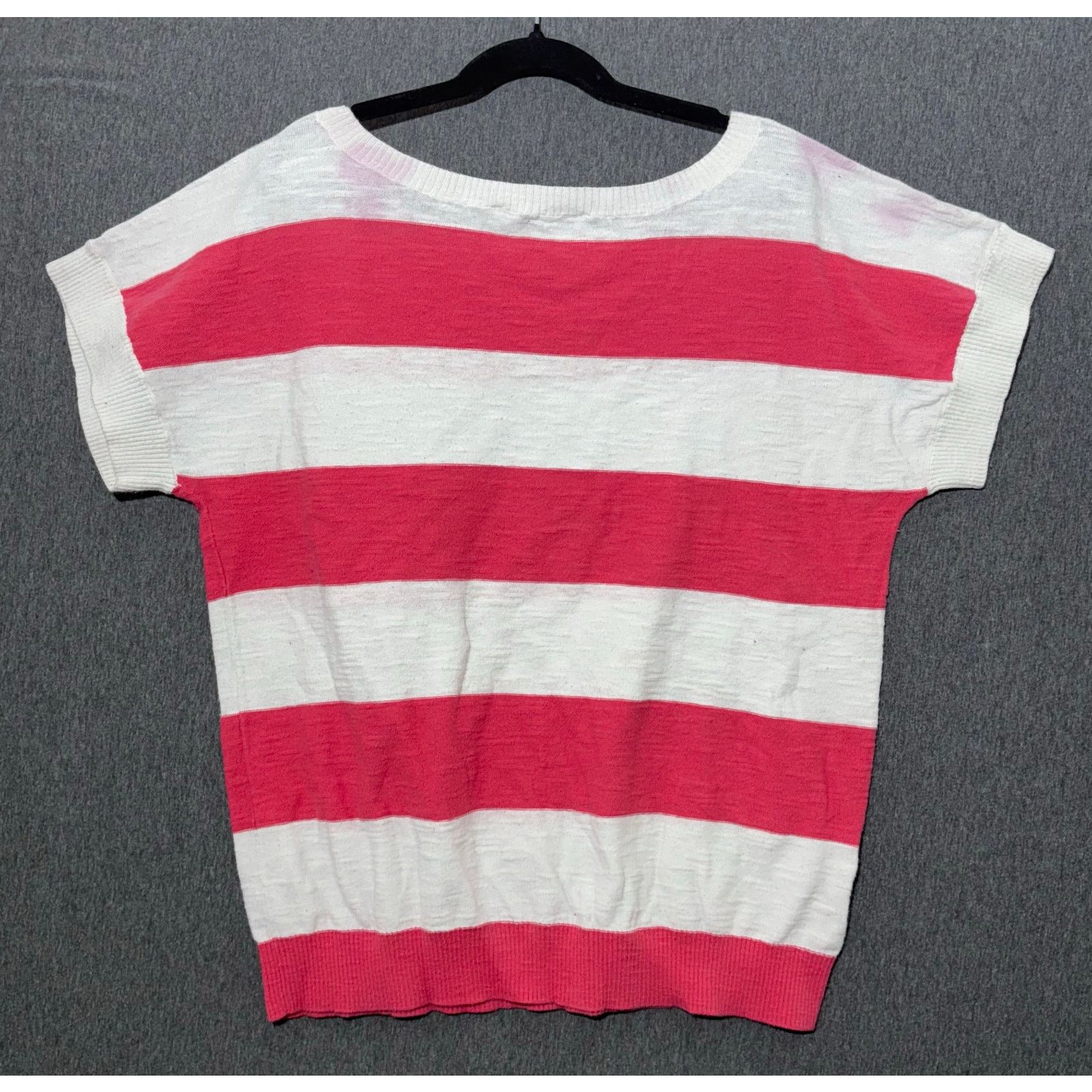 Ann Taylor ANN TAYLOR LOFT | Women's Striped Short Sleeve Top | Large Size L / US 10 / IT 46 - 2 Thumbnail