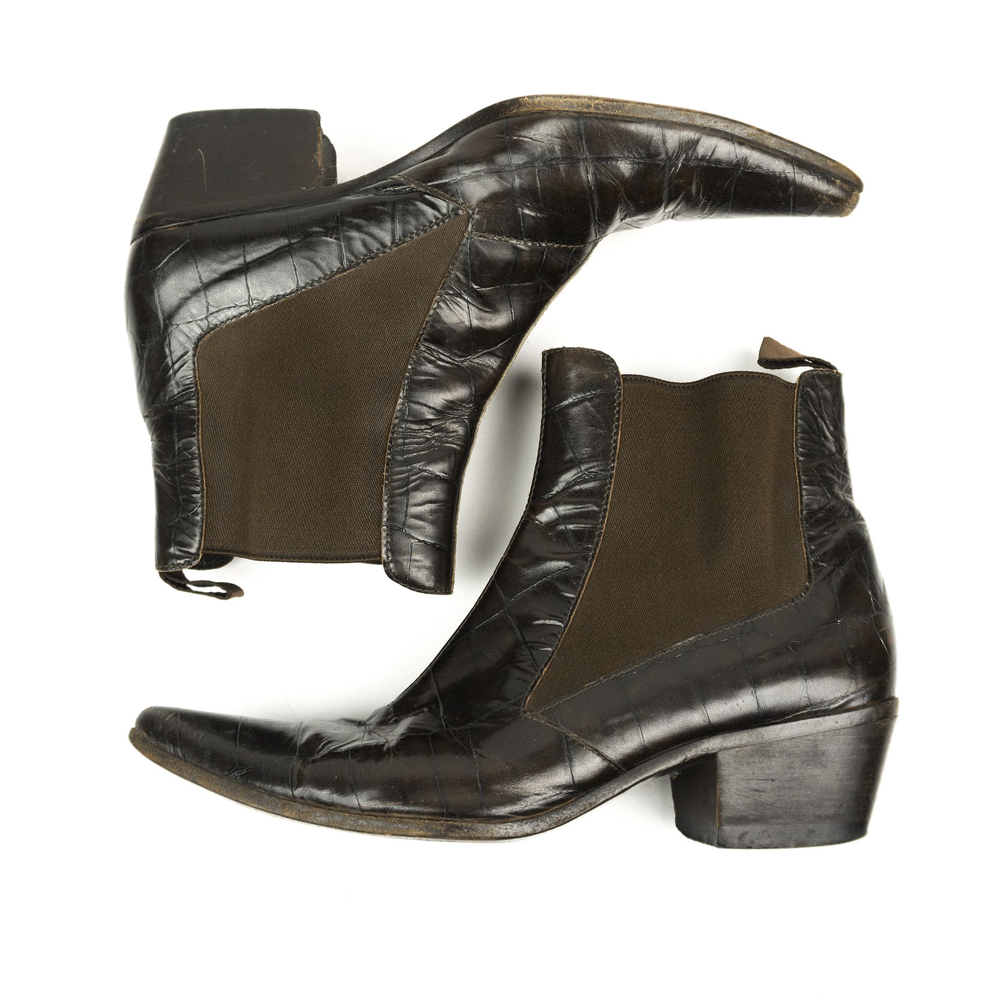 image of Miu Miu Western Cowboy Boots Croco Print Late 90S/early 00S in Brown, Men's