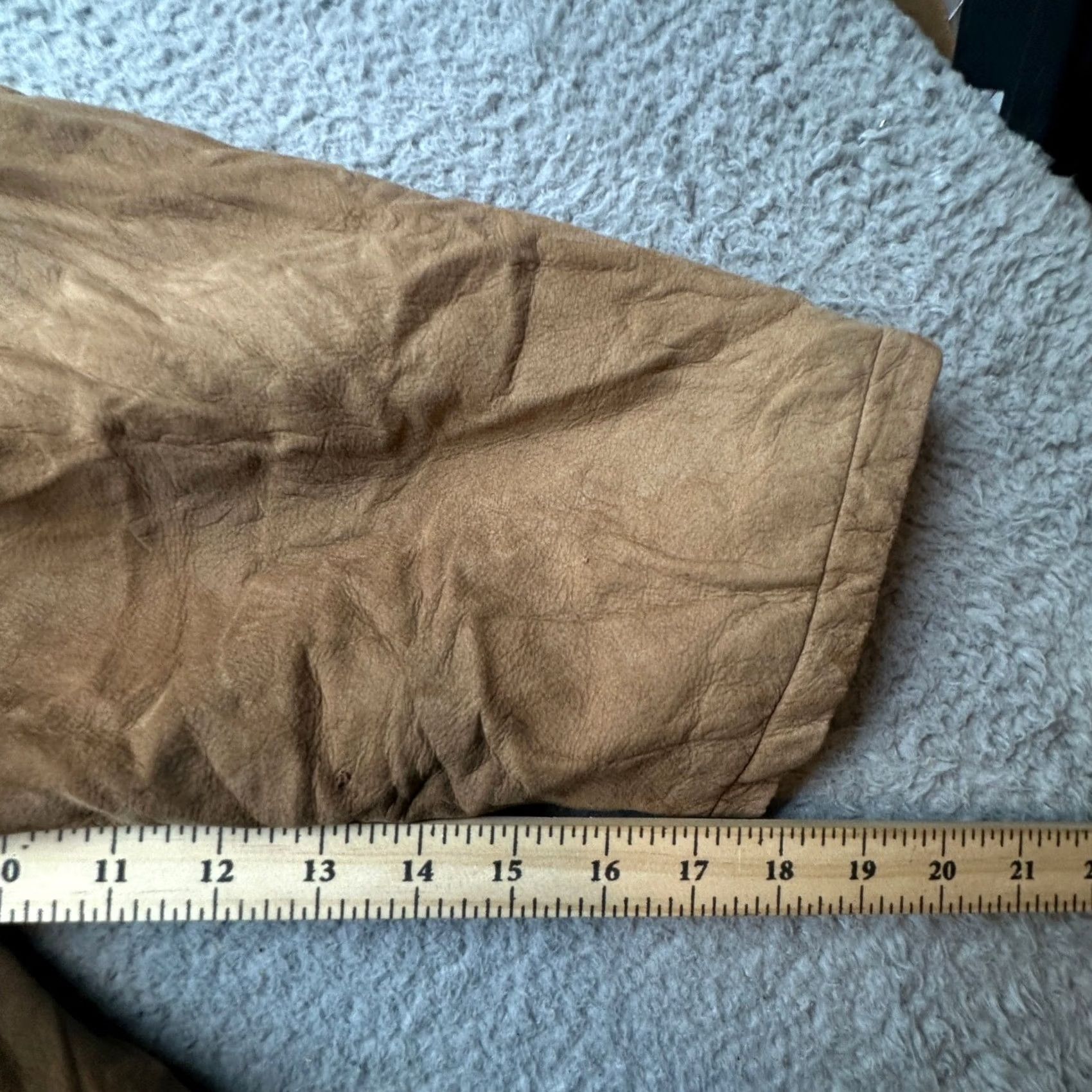 Vintage VINTAGE John Ashford Suede Leather Barn Chore Work Coat Flannel Lined Mens Large Brown Button Chest 50 in Long Leather Coat Casual Workwear Mens Size US L / EU 52-54 / 3 - 4 Thumbnail