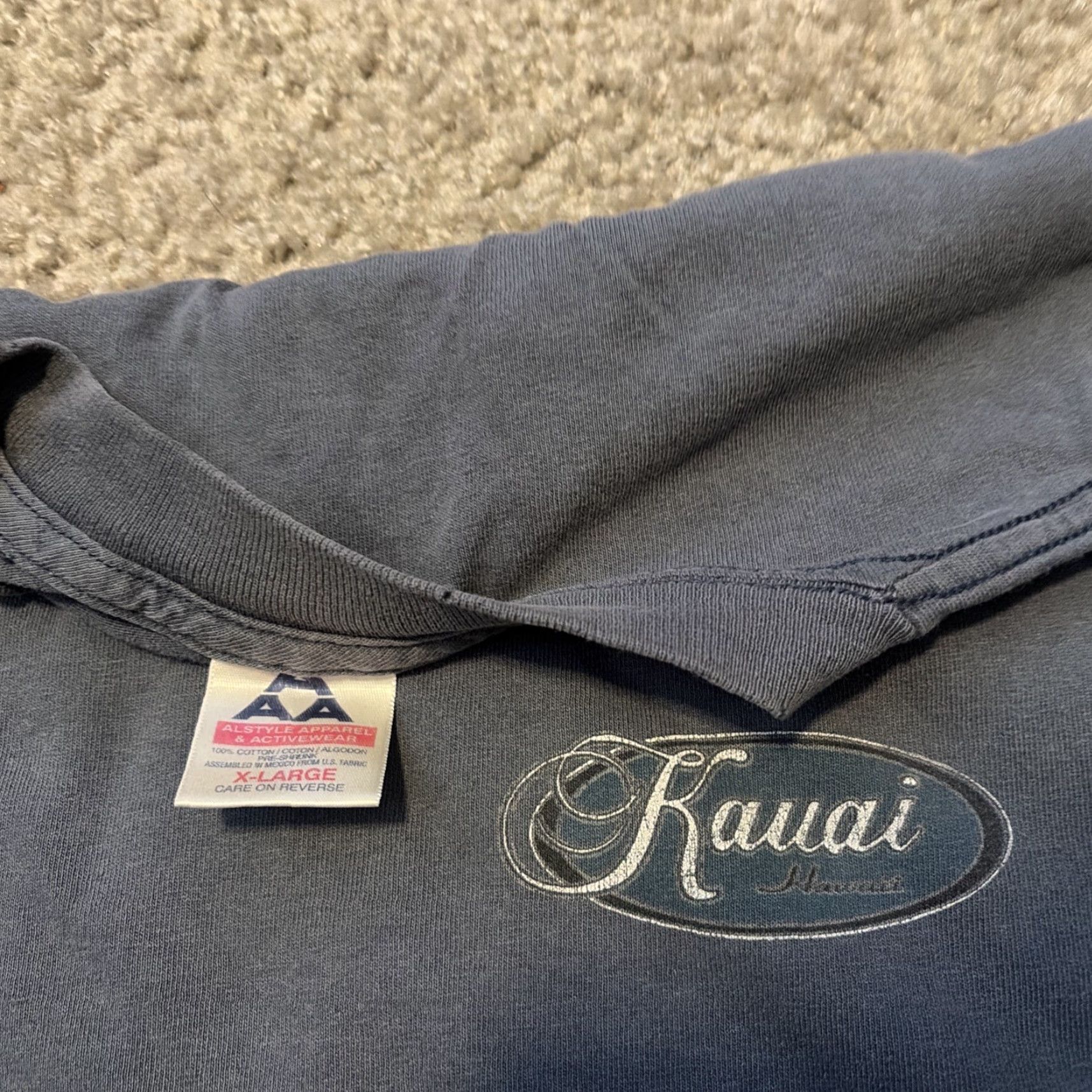 Vintage VINTAGE 90s Kauai Hawaii T-Shirt Navy Blue XL Alstyle Apparel & Activewear Men Regular Sized Shirt Size US XL / EU 56 / 4 - 5 Thumbnail