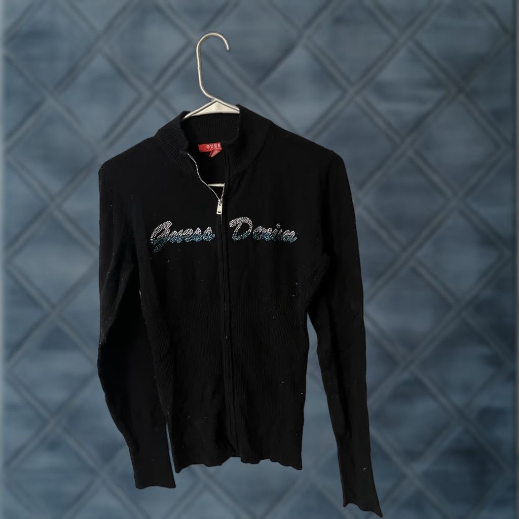Guess GUESS Full Zip Mock Neck Shirt Women M Black Slim Size M / US 6-8 / IT 42-44 - 1 Thumbnail