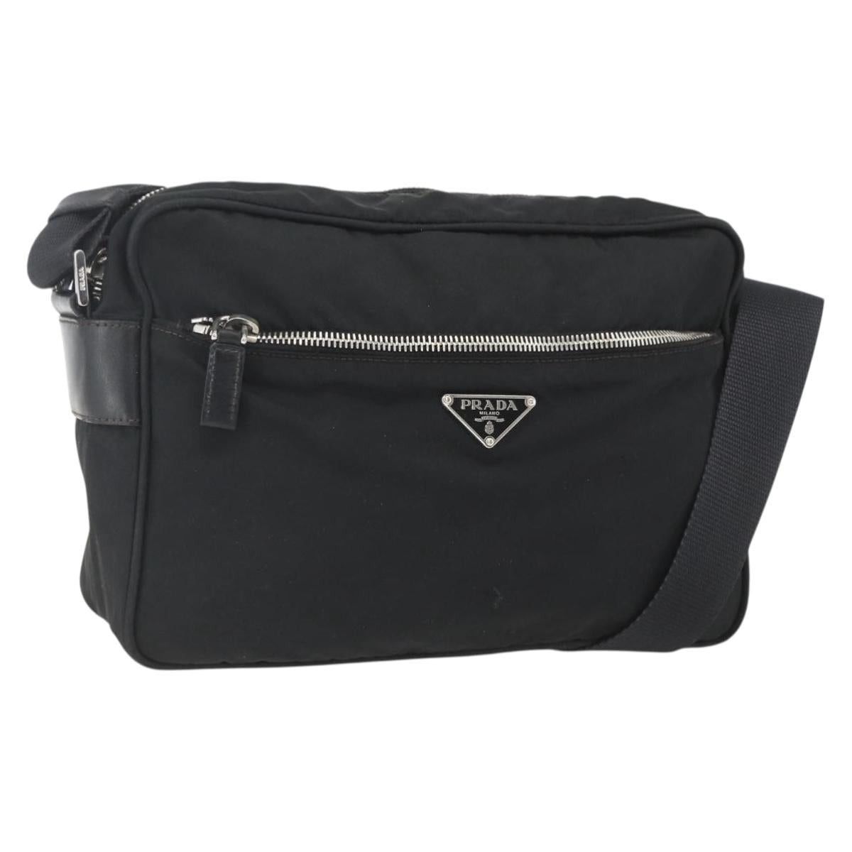PRADA Shoulder Bag Nylon Black Silver Auth 165034 - Jerrillo