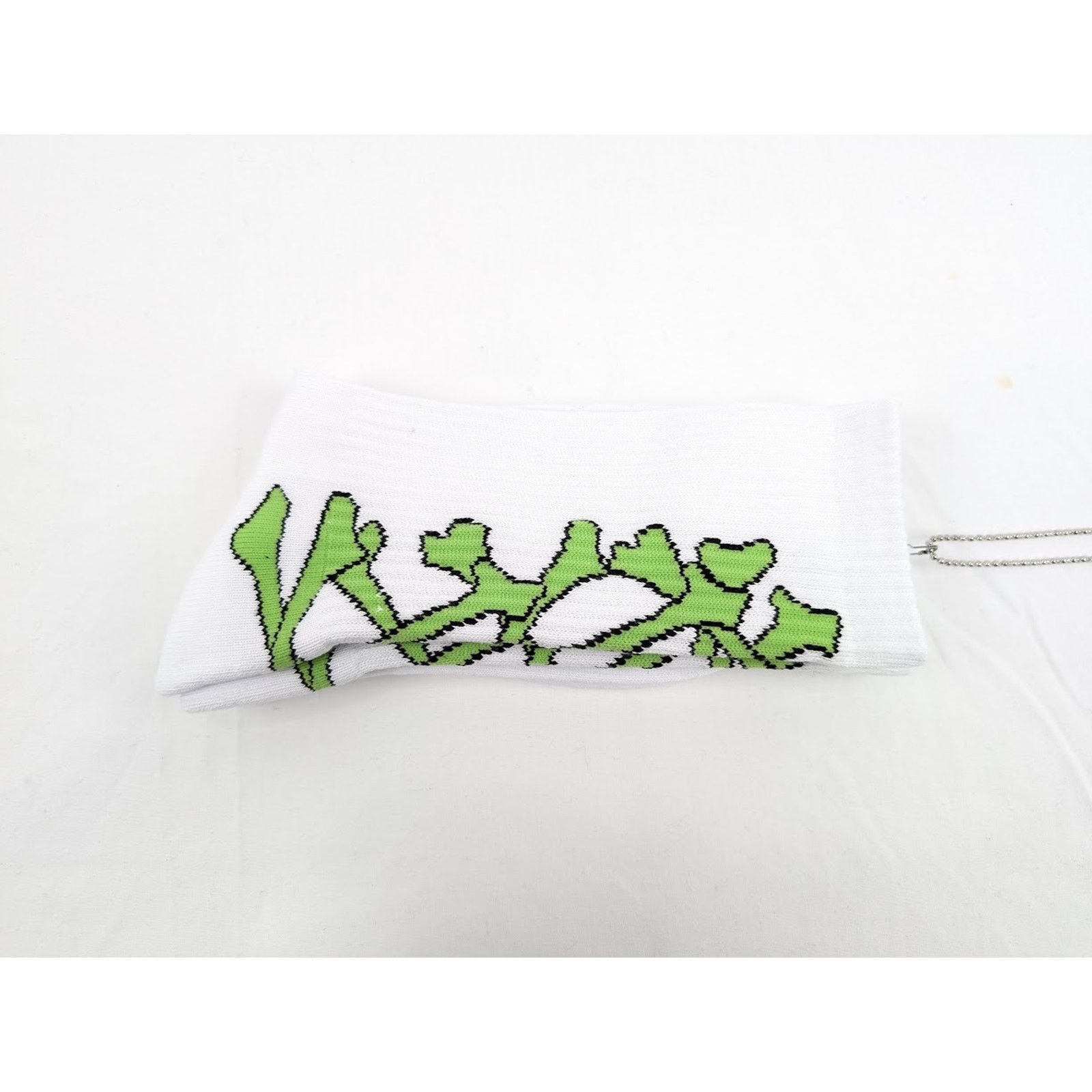 Amiri o1rshd1 Size: 45-46 / Stacked Bones Socks in White/Lime Size ONE SIZE - 7 Thumbnail
