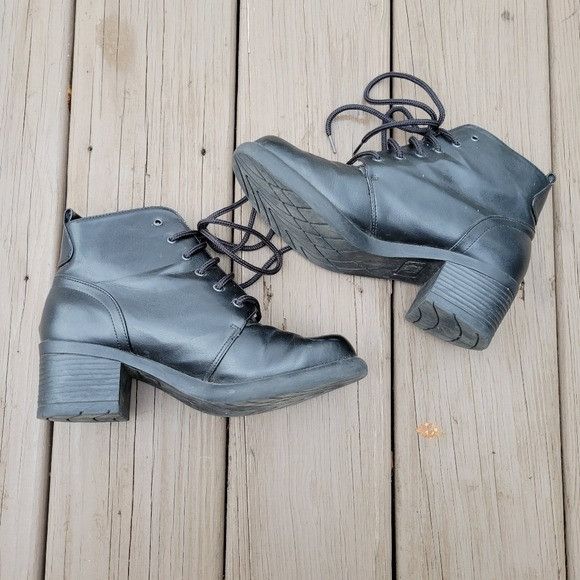 Vintage Vintage 90s y2k Bratz Black Faux Leather Chunky Heel Boots Size US 8 / IT 38 - 3 Thumbnail
