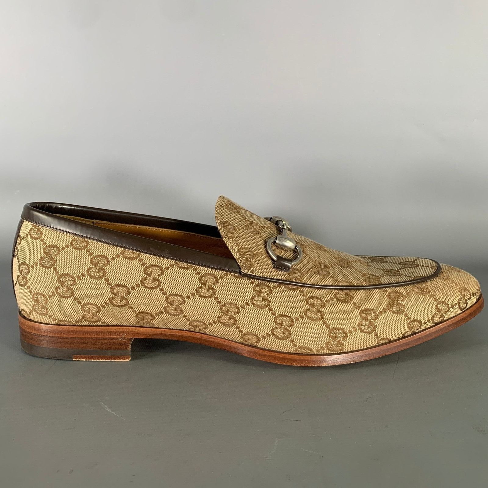 Gucci GUCCI Size 10.5 Brown Tan Monogram Canvas Loafers Size US 10.5 / EU 43-44 - 2 Thumbnail