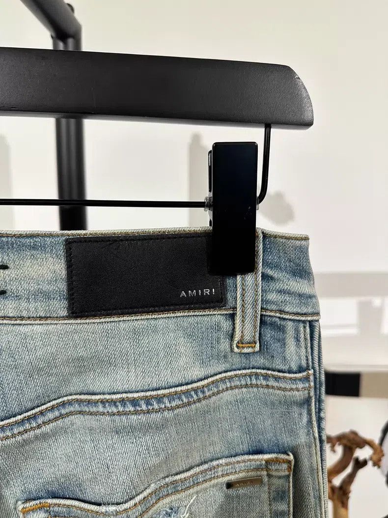 Amiri Amiri Blue water-washed distressed denim long pants Size US 29 - 4 Thumbnail