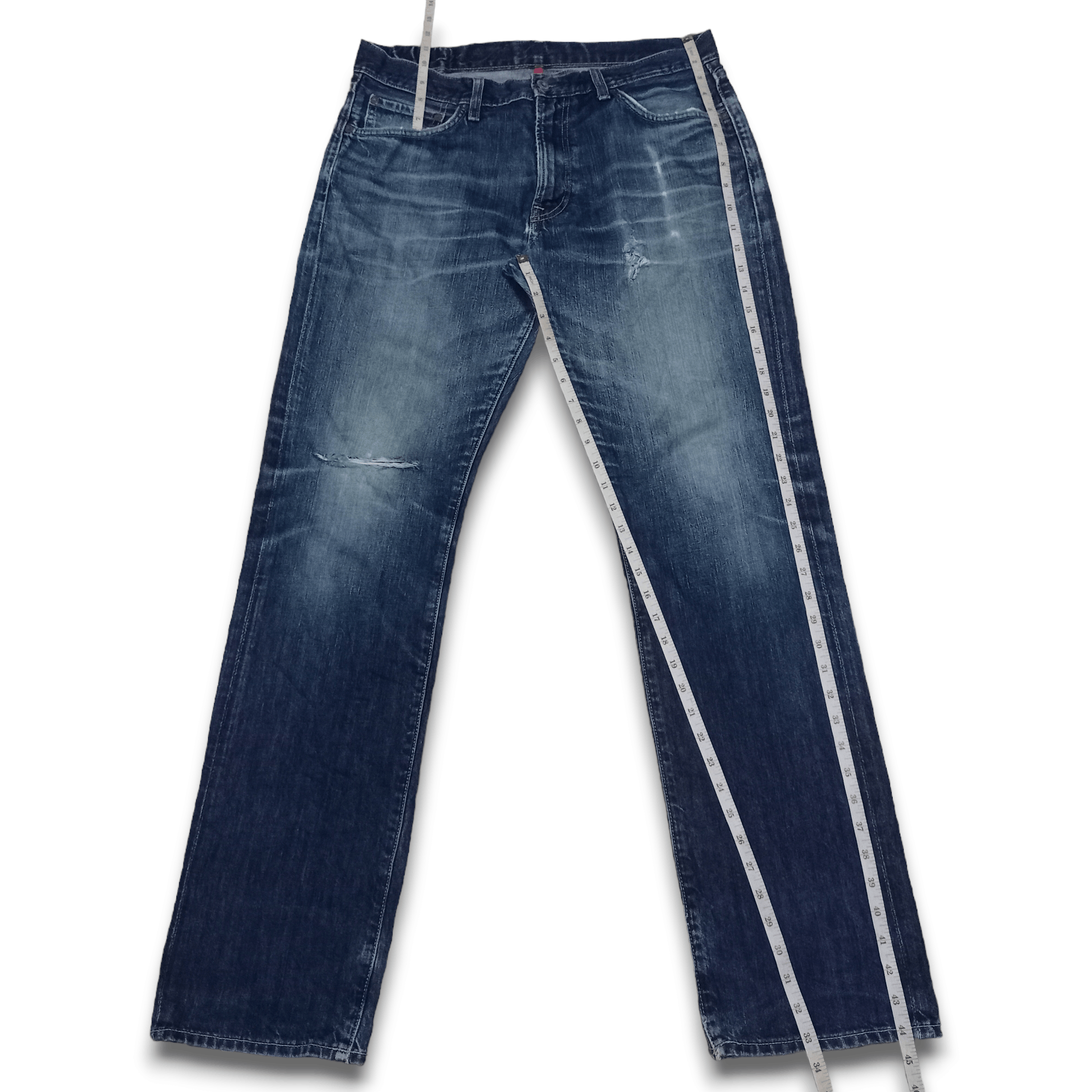 Japanese Brand × Uniqlo SALES 🔥 Vintage Uniqlo Blue Wash Distressed Loose Fit Jeans Size US 34 / EU 50 - 11 Thumbnail
