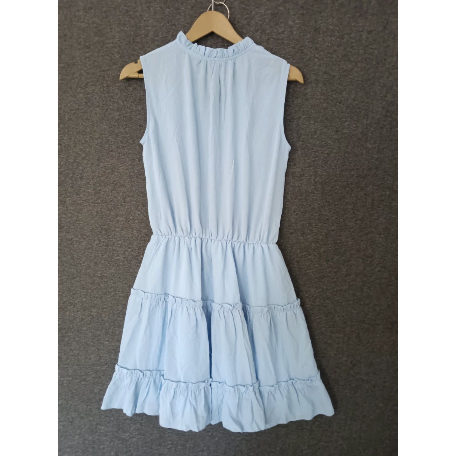Vintage VINTAGE Women's V-Neck Pleated Sleeveless Mini Dress Blue M Dress Womens Pleated Sleeveless Mini Dress Blue M Vintage Size M / US 6-8 / IT 42-44 - 2 Thumbnail