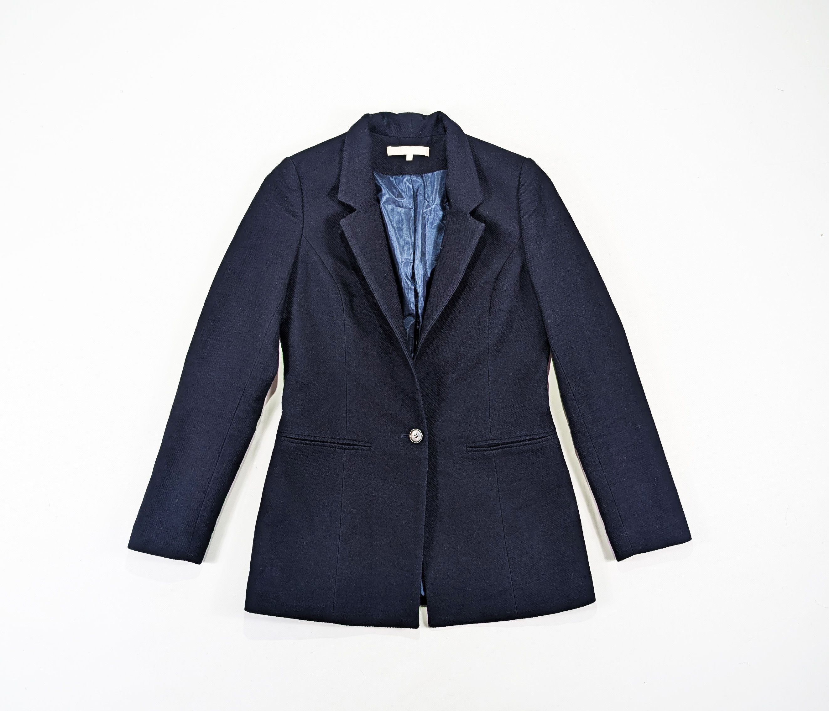 Apiece Apart Apiece Apart Blue Wool Cotton Single Button Blazer Jacket Size S / US 4 / IT 40 - 1 Thumbnail
