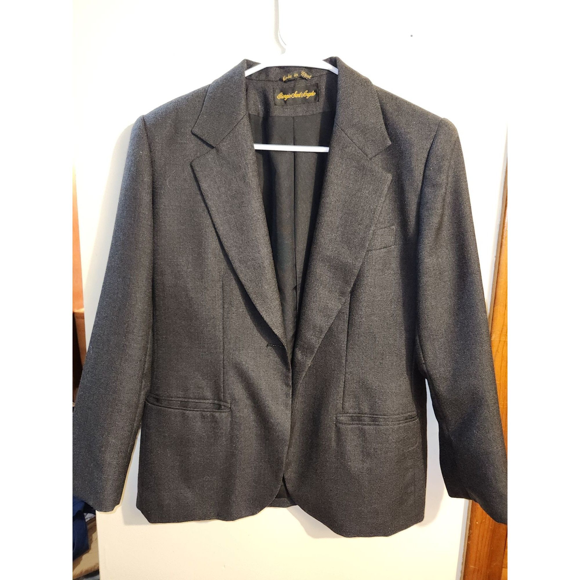 Vintage Giorgio di Sant Angelo Womens Blazer Size 10 Black Wool Size L / US 10 / IT 46 - 1 Thumbnail