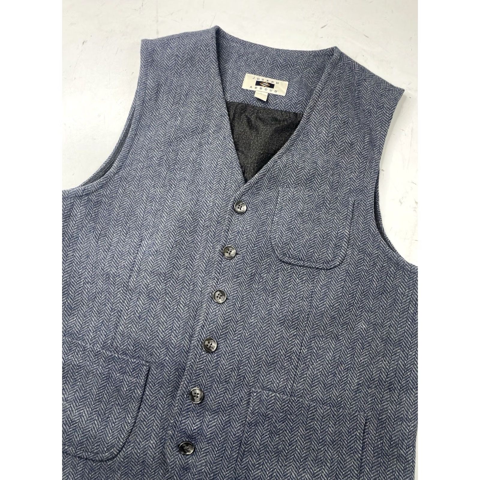 Joseph Abboud Joseph Abboud Vest Waistcoat Button Up Blue Herringbone L Mens Wool Polyester Acrylic Suit Vest 5 Button Size US L / EU 52-54 / 3 - 2 Thumbnail
