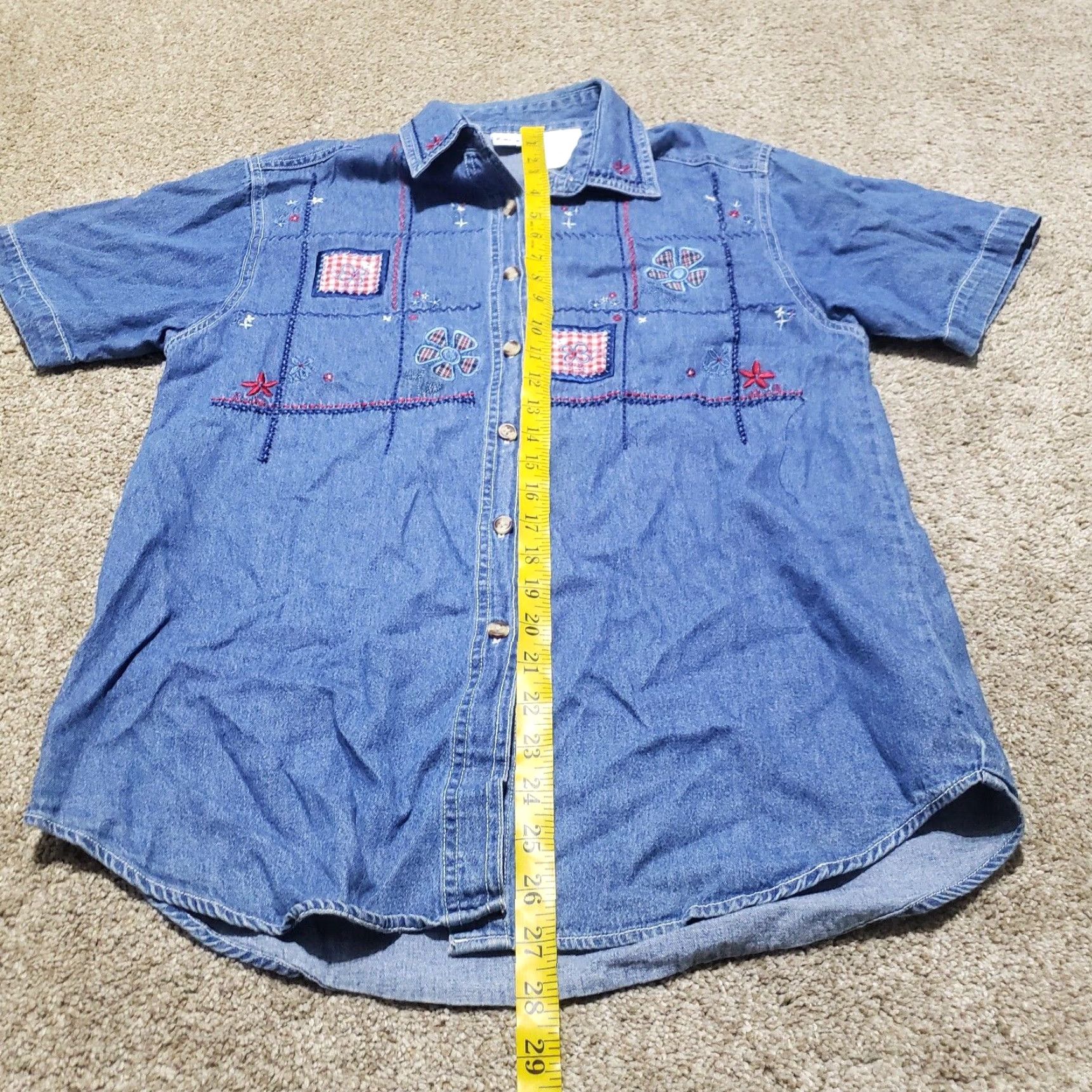 Vintage VINTAGE Bobbie Brooks Shirt Womens M Denim Blue Floral Button-Up Adult Womens M Medium Size M / US 6-8 / IT 42-44 - 7 Thumbnail