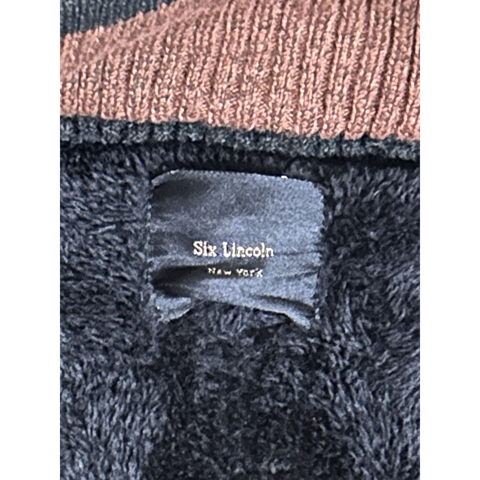 Other Six Lincoln Sweater Mens L Blk Brn Stripe Sherpa Lnd Zip NWT Size US L / EU 52-54 / 3 - 8 Thumbnail