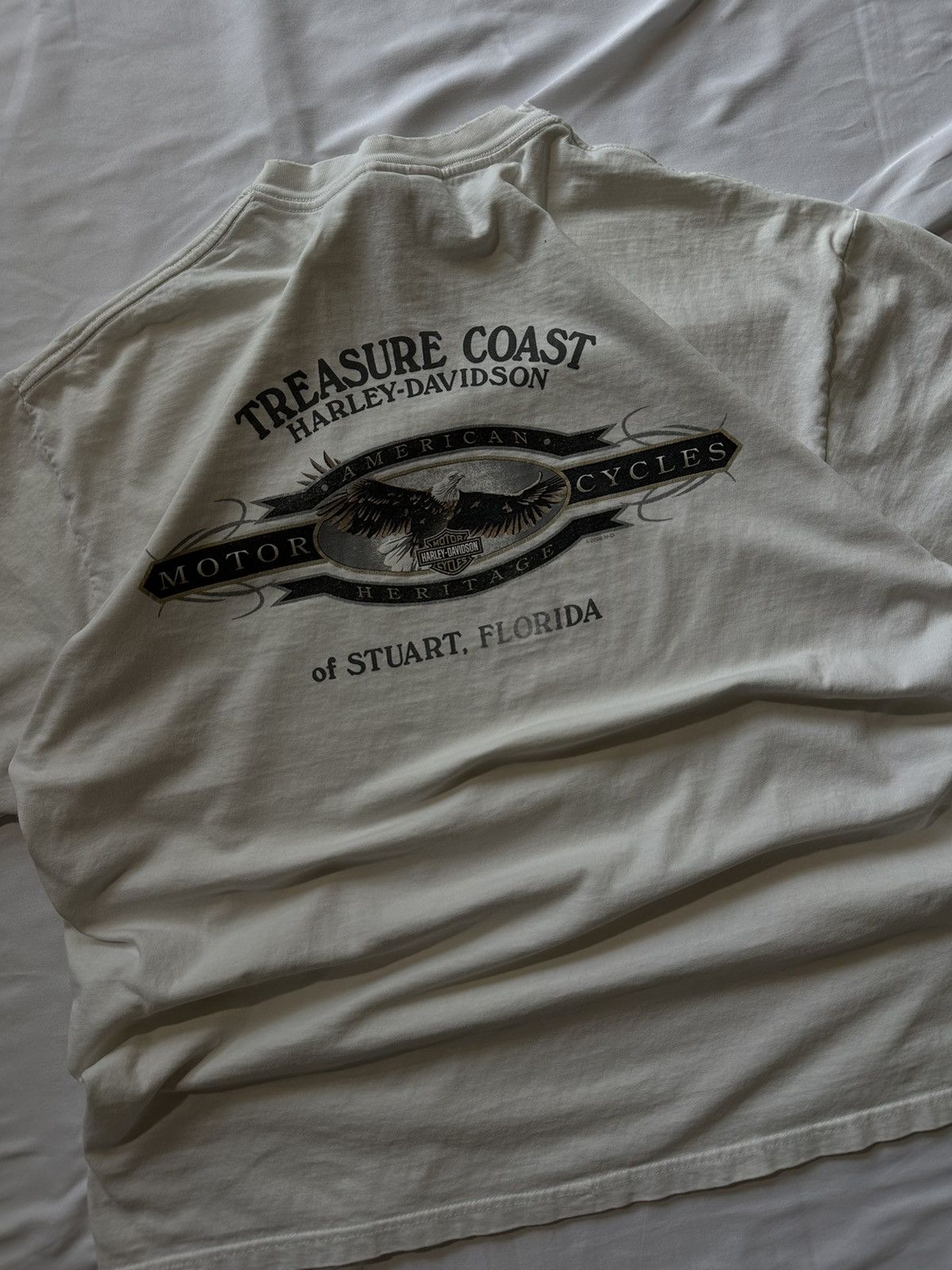 Harley Davidson Vintage Distressed White Harley Davidson Tee Size US XL / EU 56 / 4 - 6 Thumbnail