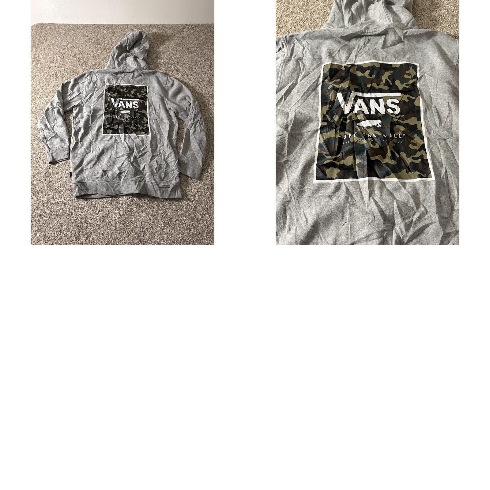 Vans Vans Hoodie Mens XL Gray Fleece Pullover Camo Box Logo Graphic Sweatshirt Skate Size US XL / EU 56 / 4 - 8 Thumbnail