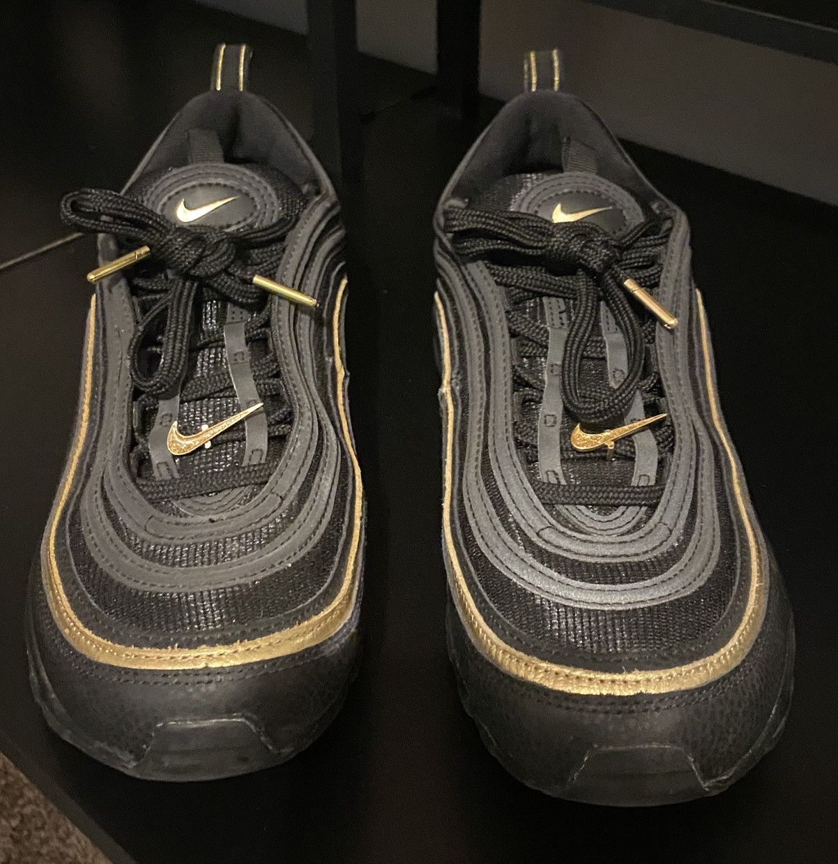 Nike Nike Air Max 97 Black Metallic Gold Size US 10.5 / EU 43-44 - 4 Thumbnail