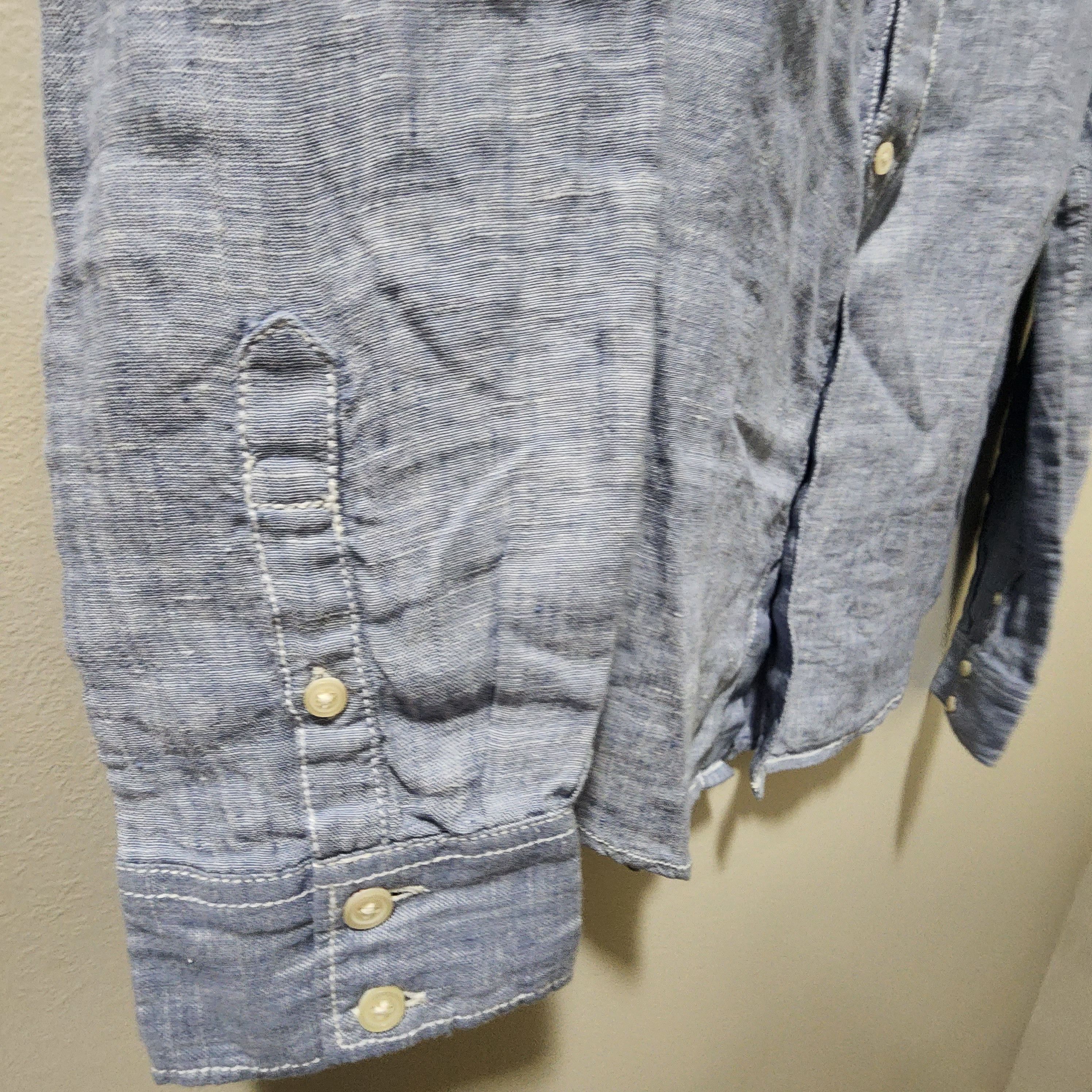 John Varvatos John Varvatos Men's Small Light Blue Linen Button-Down Shirt Size US S / EU 44-46 / 1 - 4 Thumbnail