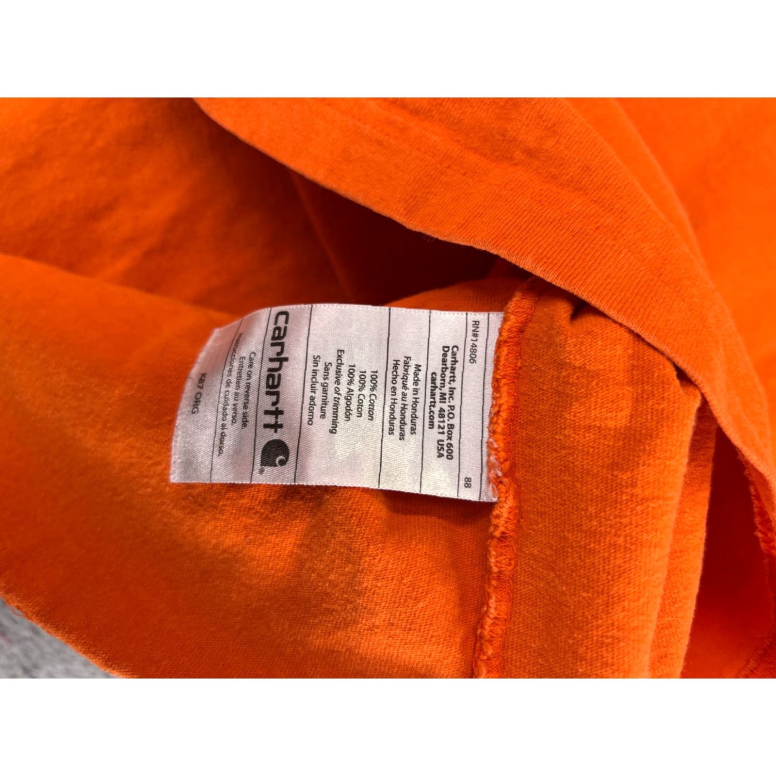 Carhartt Carhartt Shirt Men's XL Orange Short Sleeve Crew Neck Pocket Cotton Work T-Shirt Size US XL / EU 56 / 4 - 4 Thumbnail