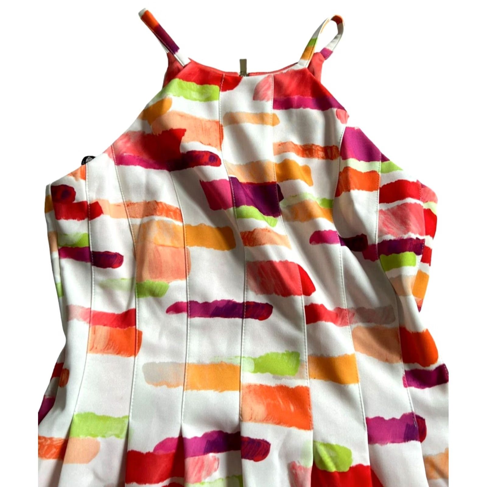 Vince Camuto Vince Camuto Fit & Flare Womens Dress Watercolor Brush Stroke Sleeveless Size 6 Multicolor Size M / US 6-8 / IT 42-44 - 5 Thumbnail
