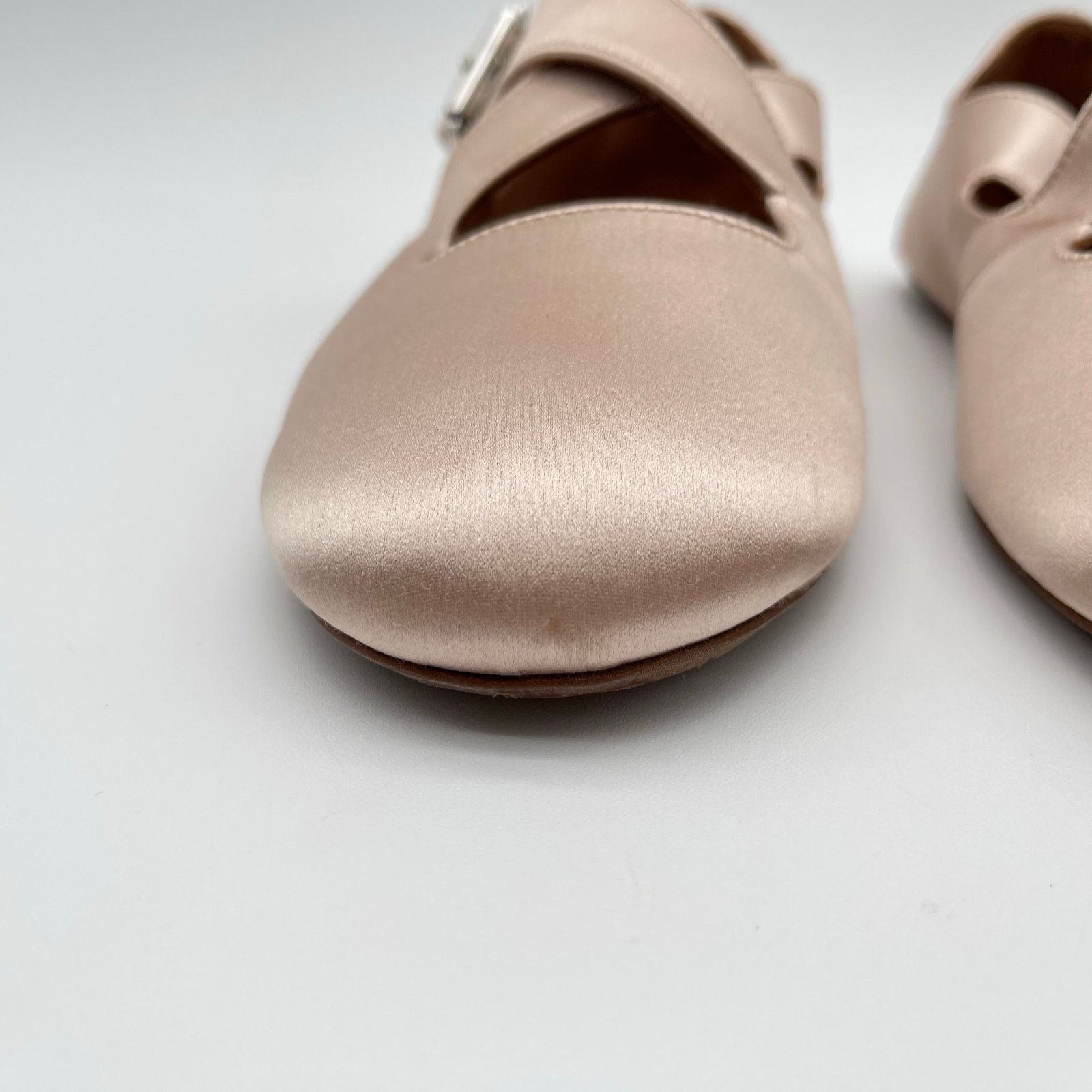 Alaia ALAIA | Criss Cross Satin Ballet Flat in Nude Baby Pink 36 Size US 6 / IT 36 - 10 Thumbnail