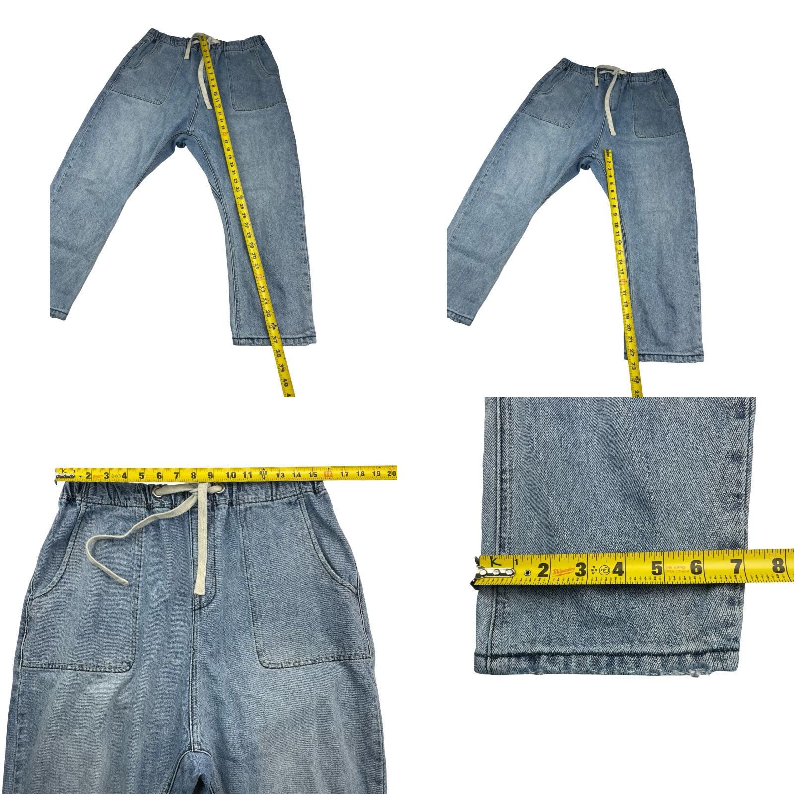 Vintage One Teaspoon Jeans Drop Cloth Harem Prison Pants Solid Blue Medium Women’s Regular Size M Waist 32 Inseam 25 Denim Cotton Blend Size 32" / US 10 / IT 46 - 8 Thumbnail