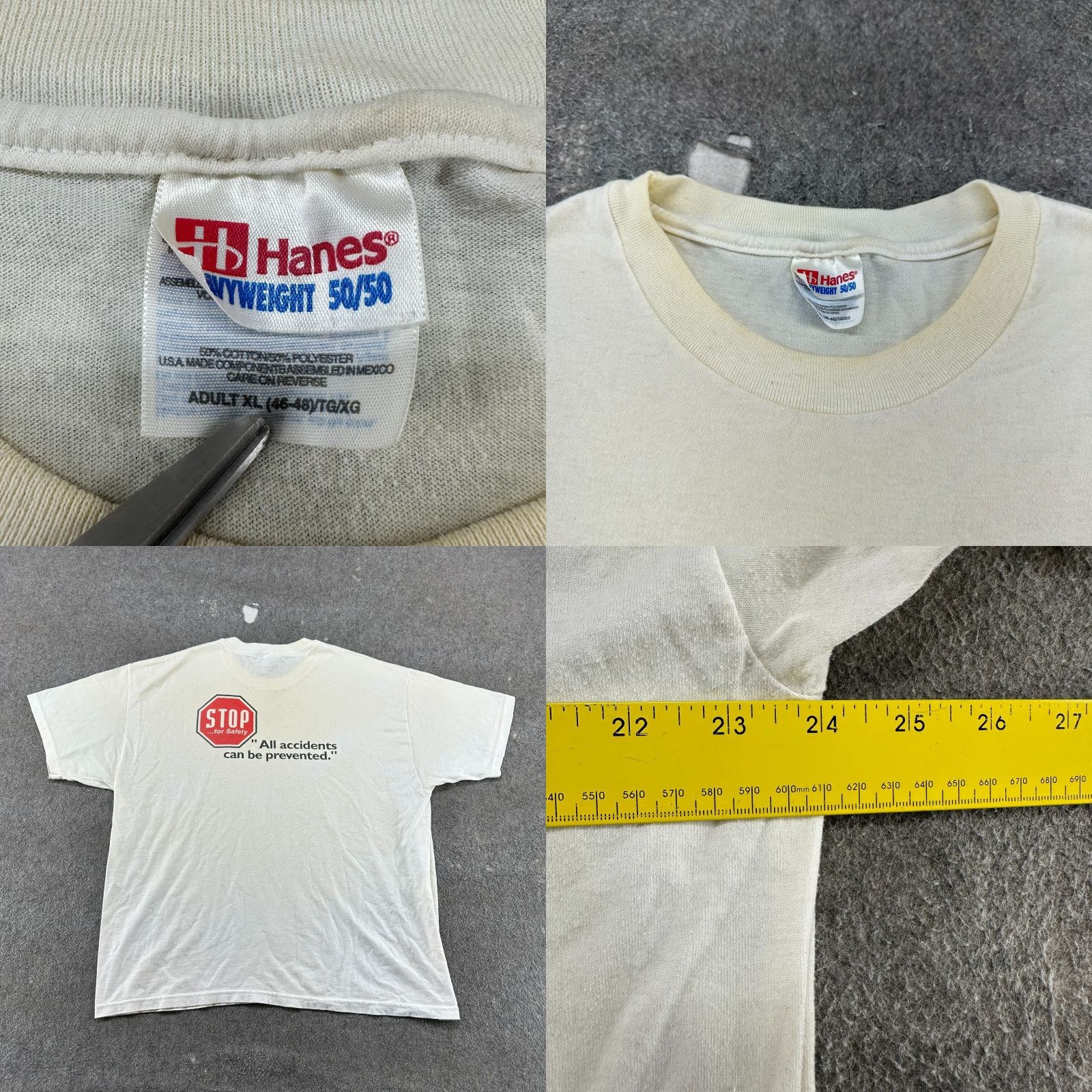 Hanes VINTAGE Hanes Shirt Men XL White Lithograph Logo 90s USA Cotton Crew Neck Short Sleeve Size US XL / EU 56 / 4 - 8 Thumbnail
