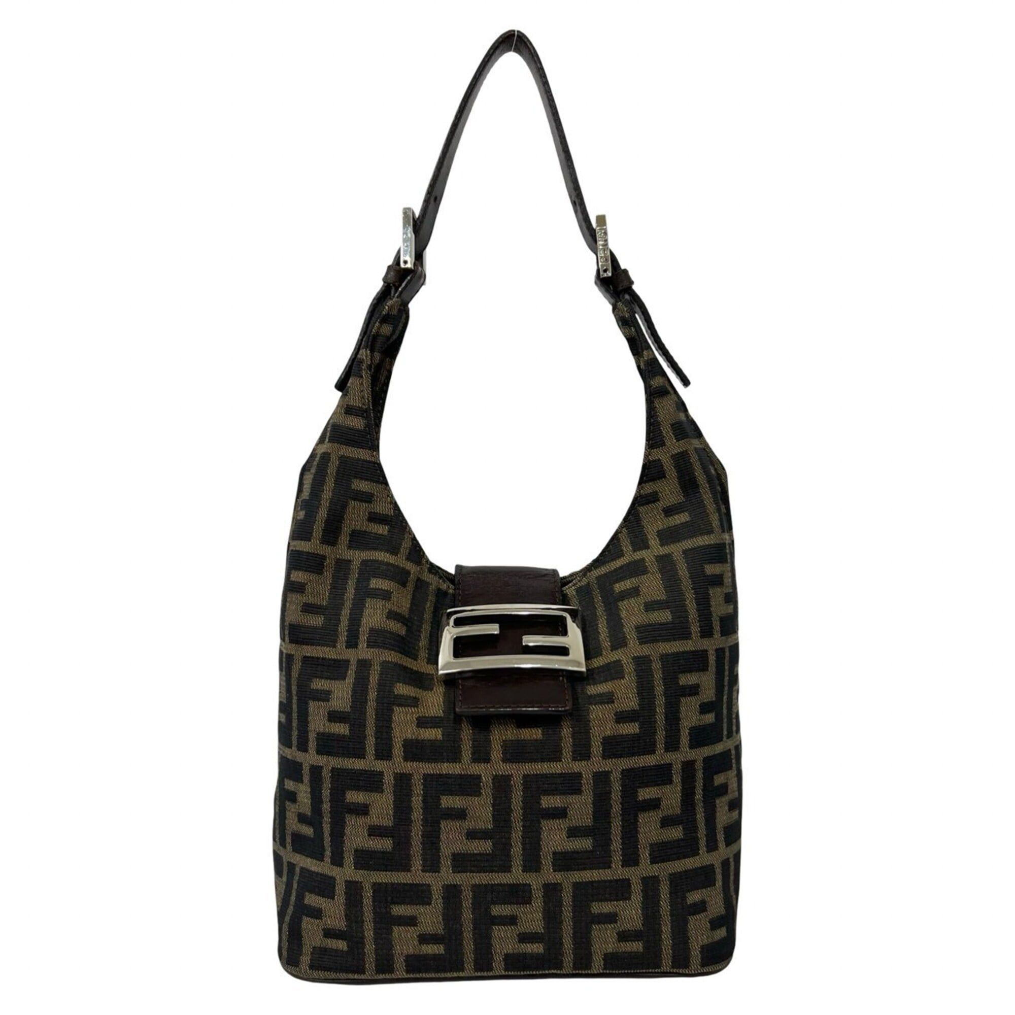 Fendi FENDI Zucca FF Pattern Canvas Leather Semi-One Shoulder Bag Mini Tote Brown 27631 Size ONE SIZE - 1 Thumbnail