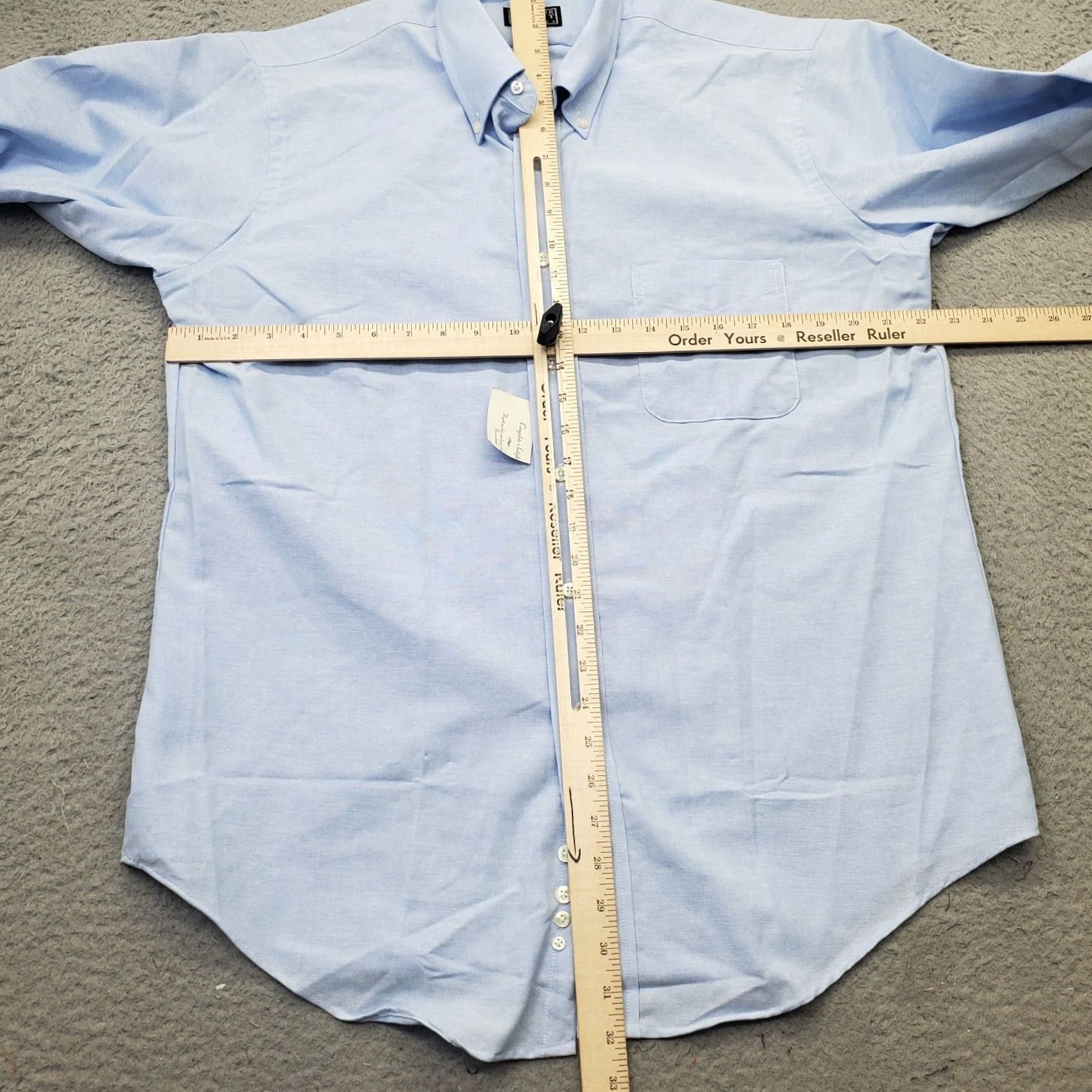 Vintage Windsor Dress Shirt Men 16.5 Blue Wrinkle Free Collar Button Down Formal Size 46R - 3 Thumbnail