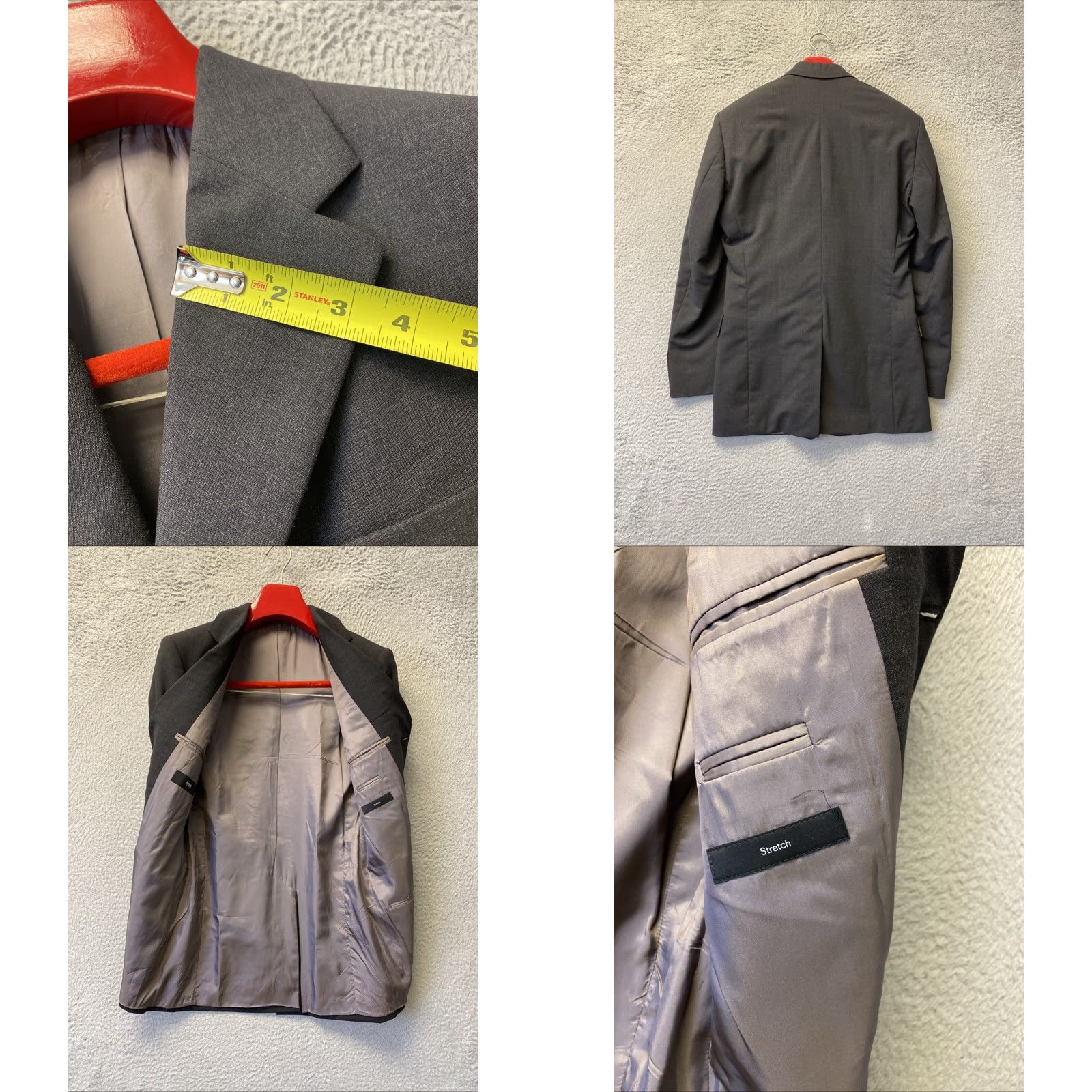Hugo Boss HUGO BOSS Dark Gray Slim Fit Wool 2-Piece Suit 38R Jacket 32x32 Pants Designer Mens Formal Wedding Business Size 38R - 8 Thumbnail