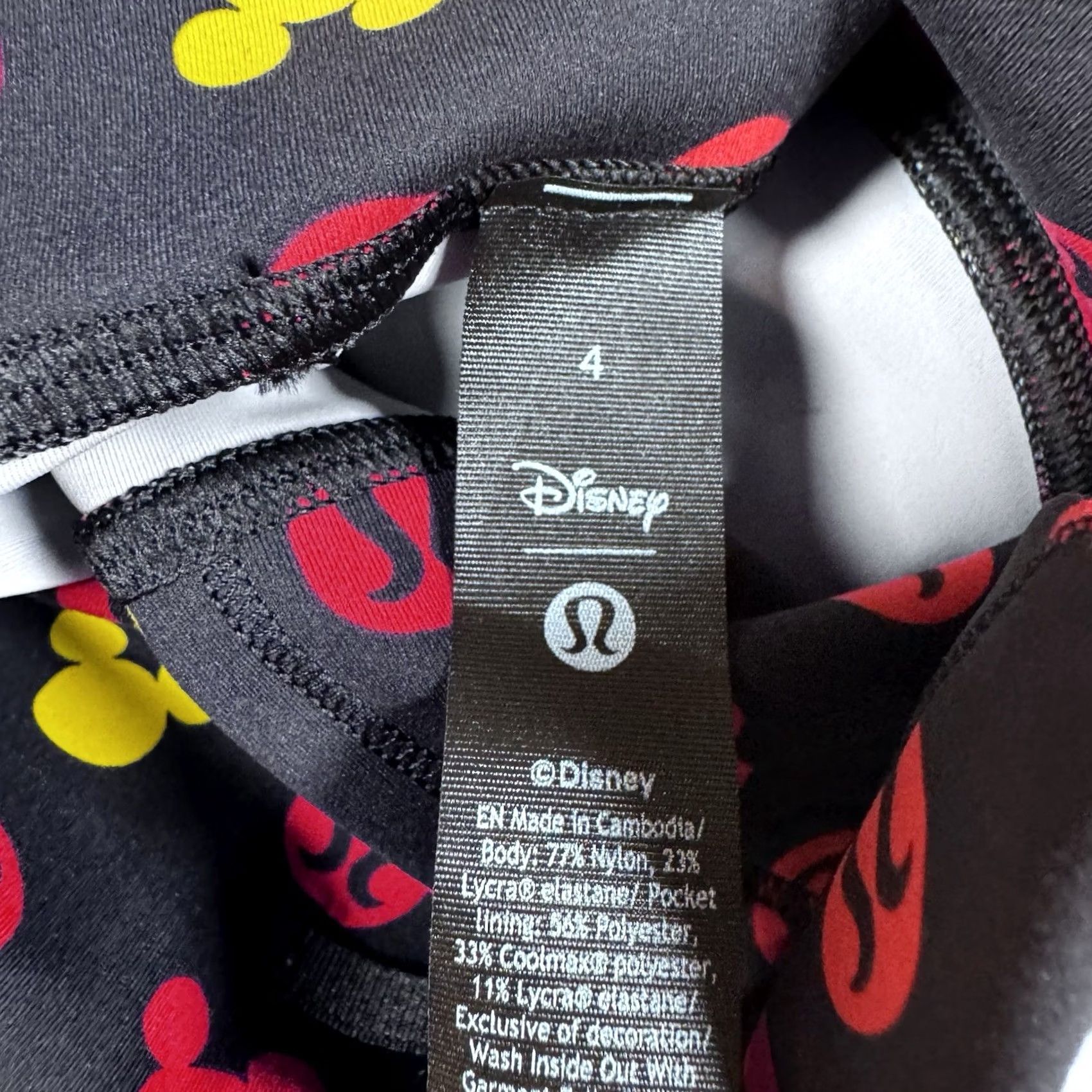 Lululemon Lululemon x Disney Mickey Leggings Size 4 Wunder Under High Rise 25" NWT Black Nylon Cropped Women Size 42" / US 20 - 8 Thumbnail