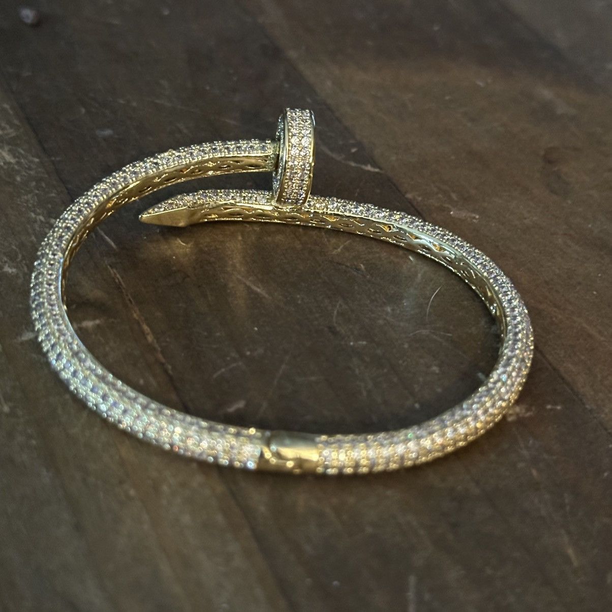 Other Gold tone paved wrapped nail bangle bracelet Size ONE SIZE - 7 Thumbnail