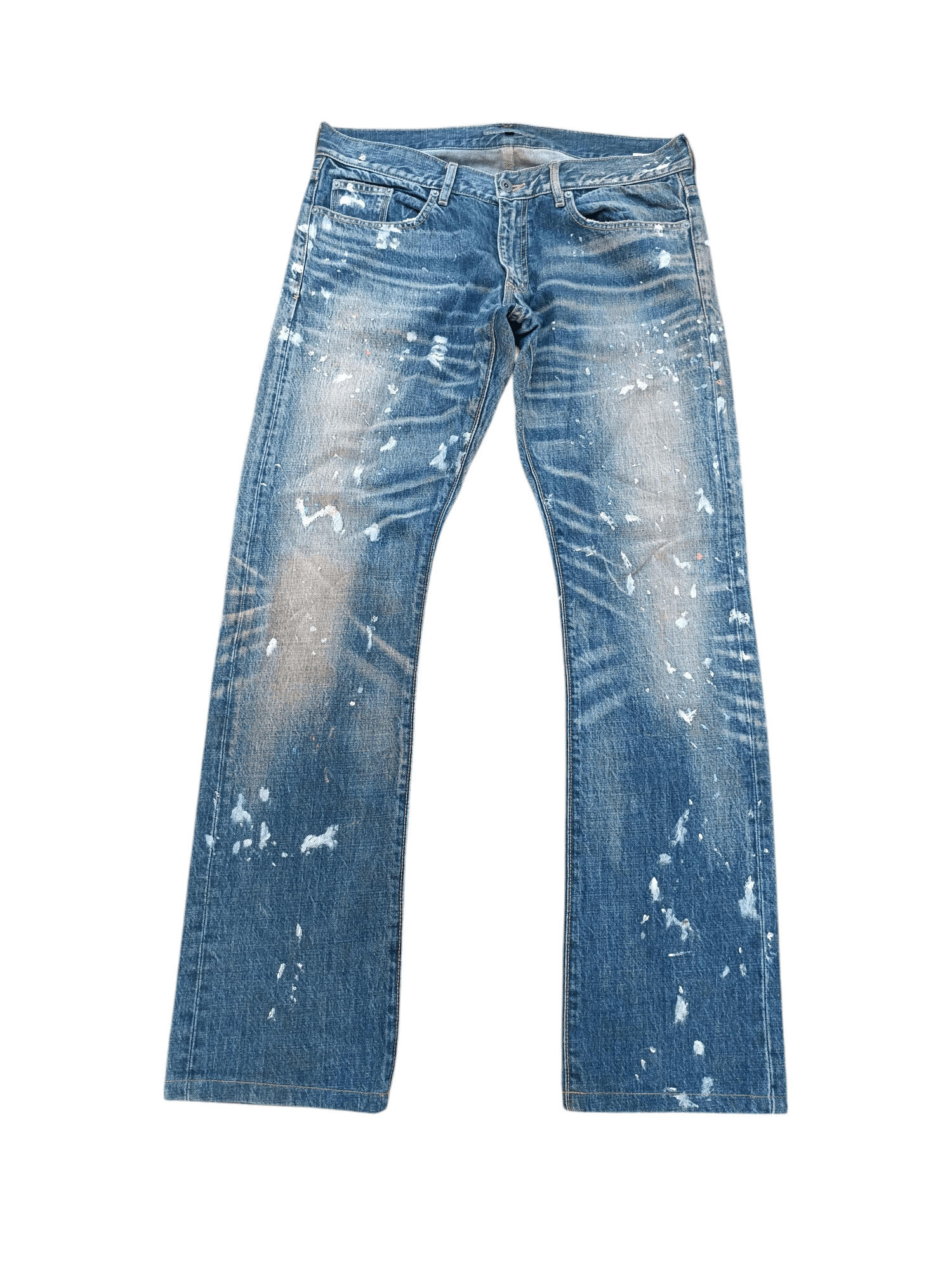 Japanese Brand × Tornado Mart RARE Japanese Brand Paint Splash Whiskers Faded Denim Jeans Size US 34 / EU 50 - 1 Thumbnail