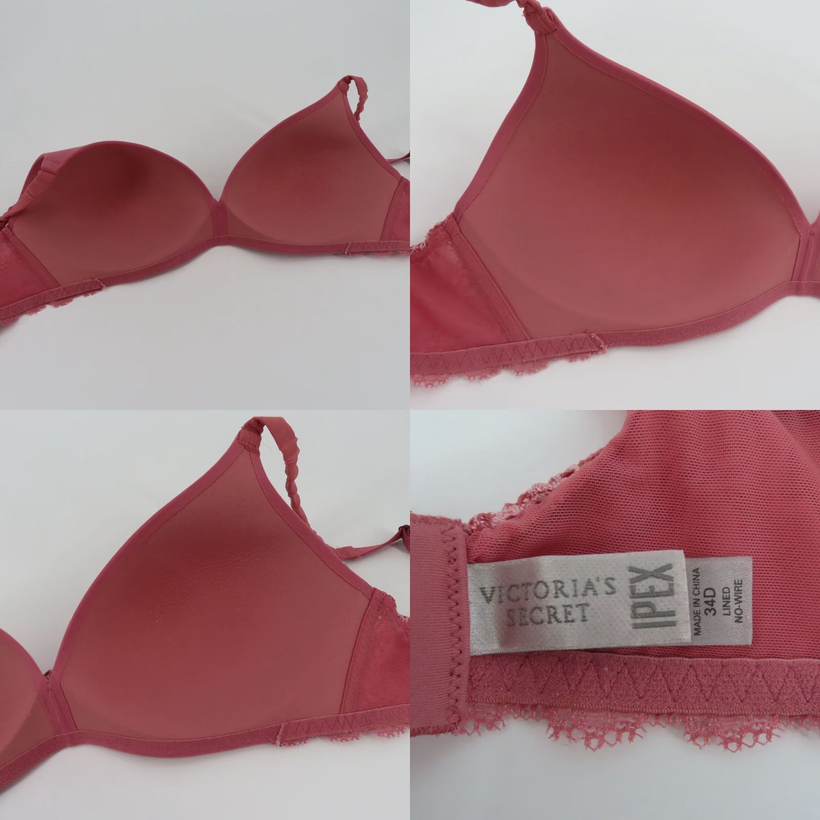 Victoria's Secret Victoria's Secret 34D Ipex Wireless Lined Padded Bra Lace Bow Accent Pink, T-Shirt, Bra, Women, 34D, NS, 34 Band, D Cup Size ONE SIZE - 8 Thumbnail