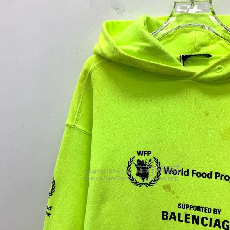 Balenciaga Balenciaga Neon Yellow Cotton Logo Letter Embroidered Hood Size US XS / EU 42 / 0 - 3 Thumbnail