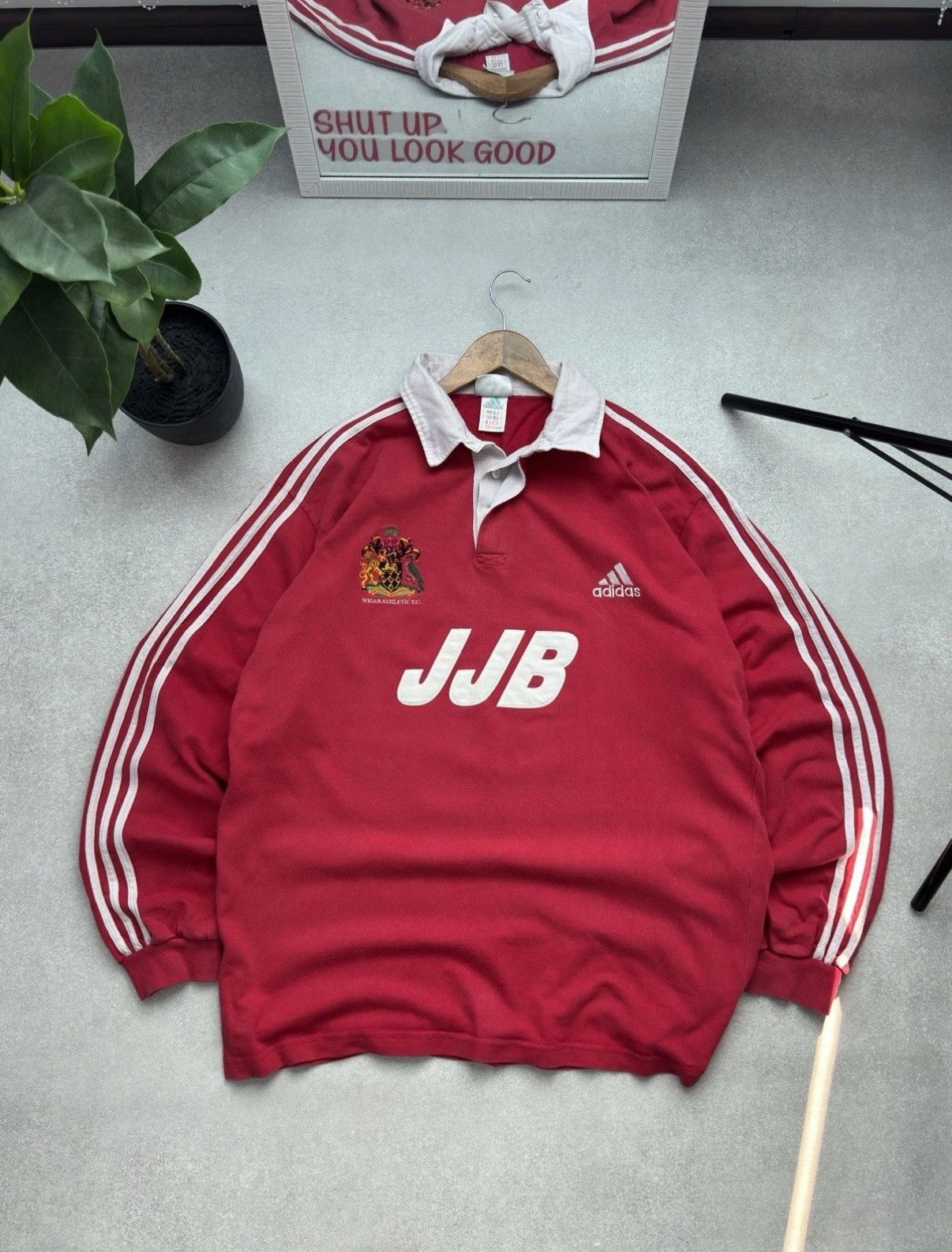 Adidas Vintage Wigan Athletic F.C Rugby Adidas JJB Polo Long Sleeve Size US XL / EU 56 / 4 - 1 Thumbnail
