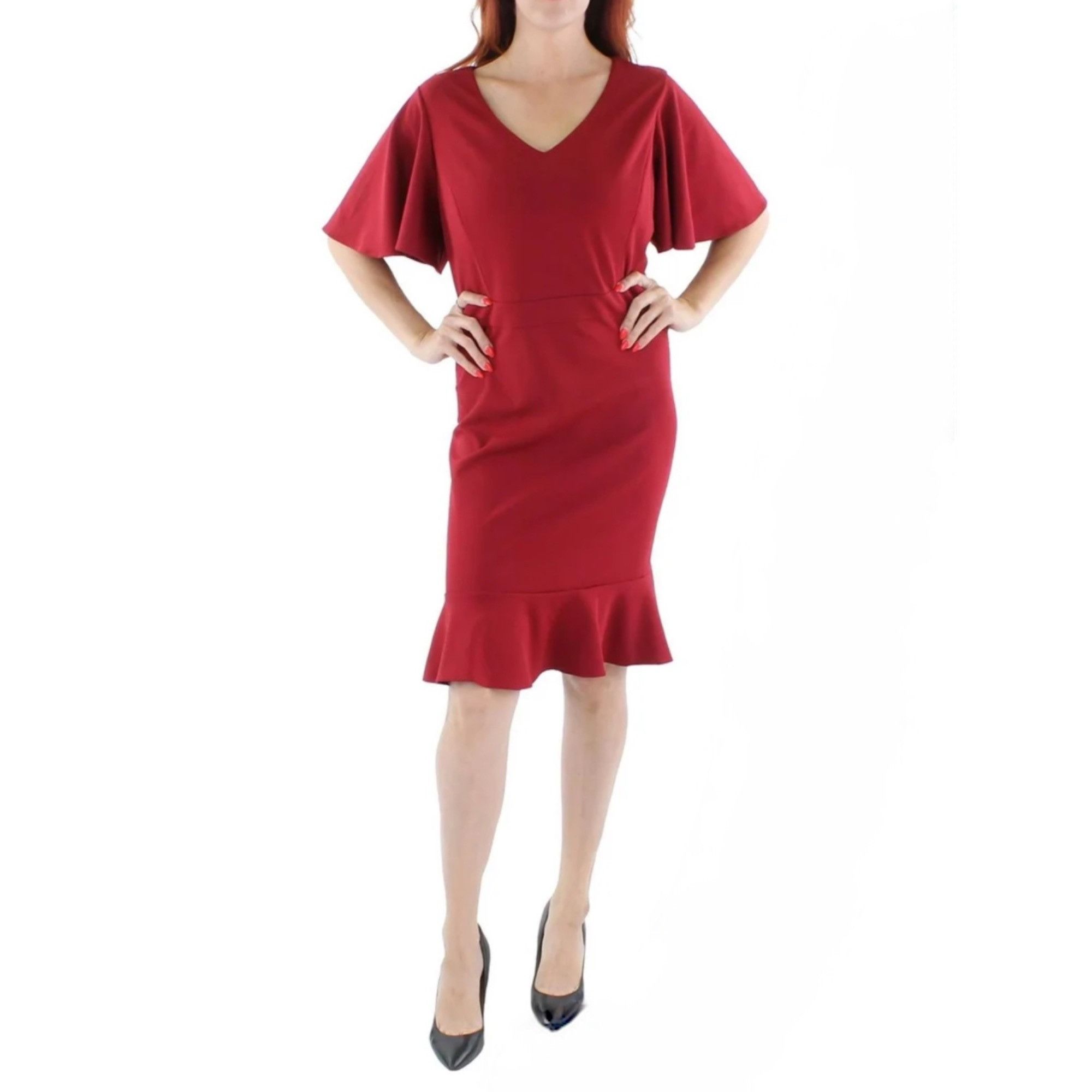 Kapital NWT Kasper Women's Knit Flutter Sleeves and Hem Sheath Dres Size XS / US 0-2 / IT 36-38 - 1 Thumbnail