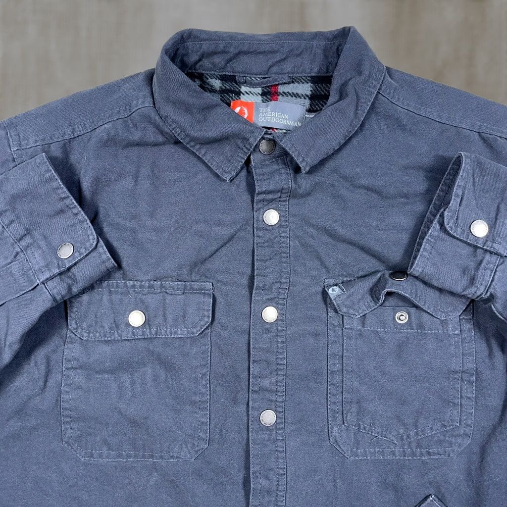 Vintage VINTAGE American Outdoorsman Jacket Men Large Gray Canvas Flannel Lined Shacket Snap Size US L / EU 52-54 / 3 - 1 Thumbnail