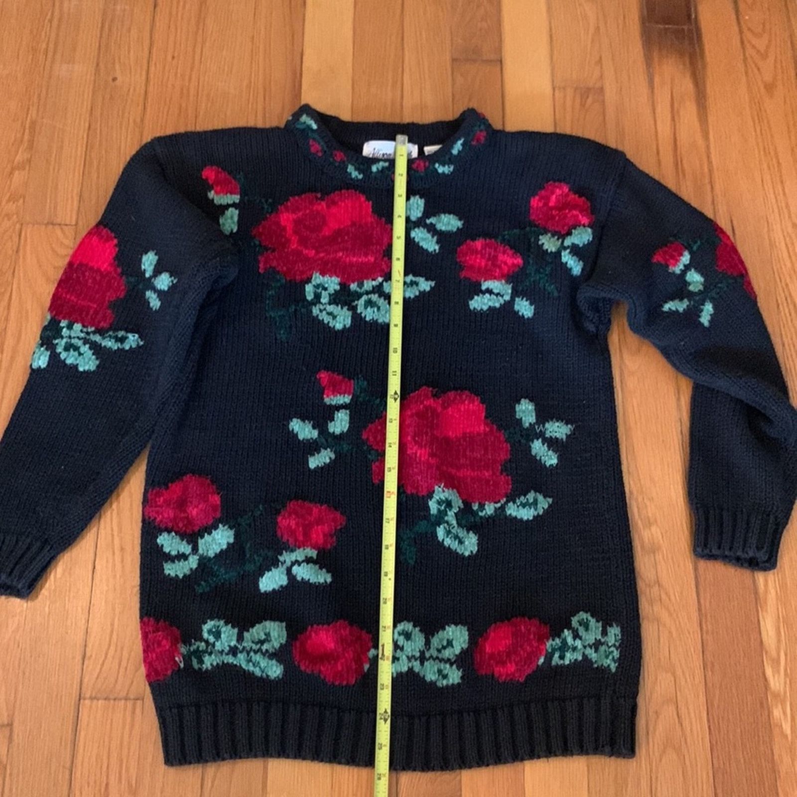 Vintage 80’s Allison Smith Roses floral chenille sweater Size M / US 6-8 / IT 42-44 - 7 Thumbnail