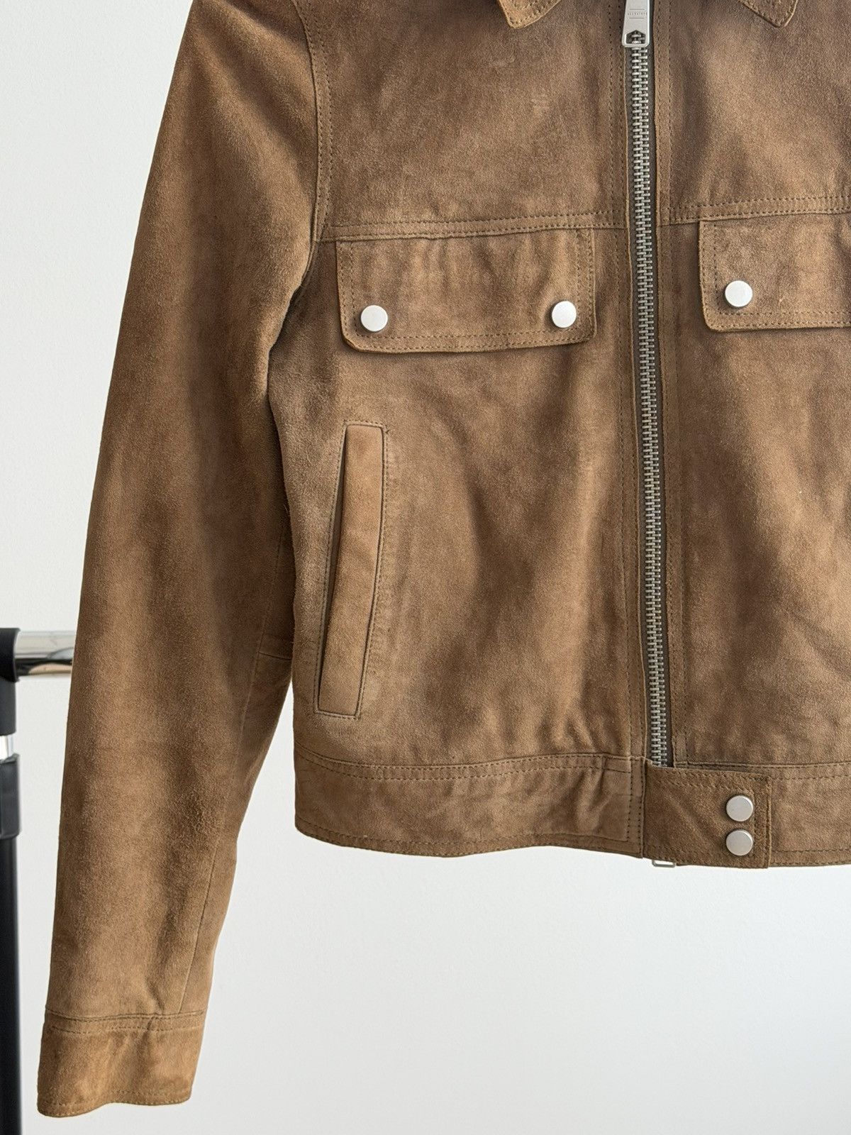 Allsaints Allsaints Suede Leather Brown Jacket Cropped Size S / US 4 / IT 40 - 11 Thumbnail