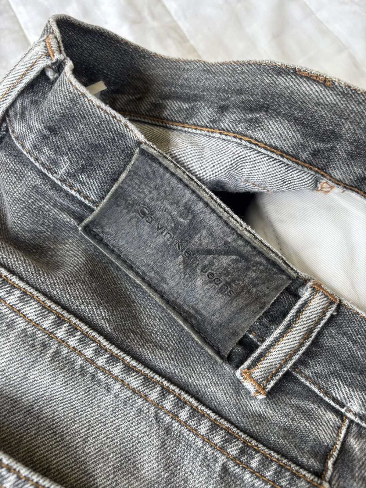 Calvin Klein × Heron Preston 🔥CALVIN KLEIN SELVEDGE FADED BLACK WIDE BAGGY JEANS DISTRESS Size US 30 / EU 46 - 10 Thumbnail