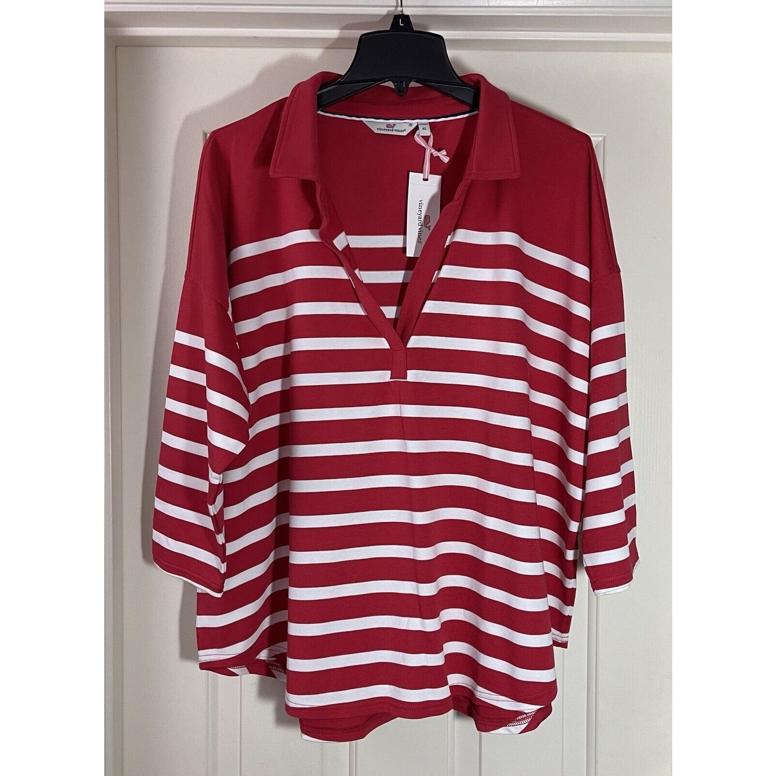 Vineyard Vines Vineyard Vines Shirt Womens XL Red Striped Casual Knit Size XL / US 12-14 / IT 48-50 - 3 Thumbnail